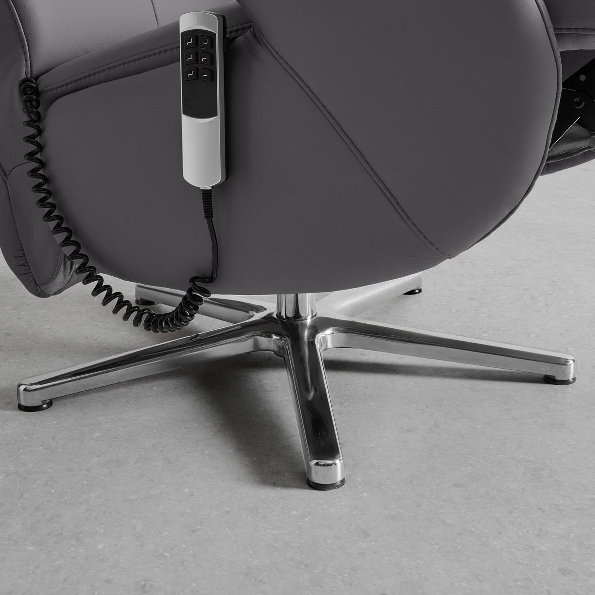 Relaxsessel Sitting 2 Anthrazit - Chromfarben/Anthrazit, MODERN, Leder (70/111/80cm) - Premium Living