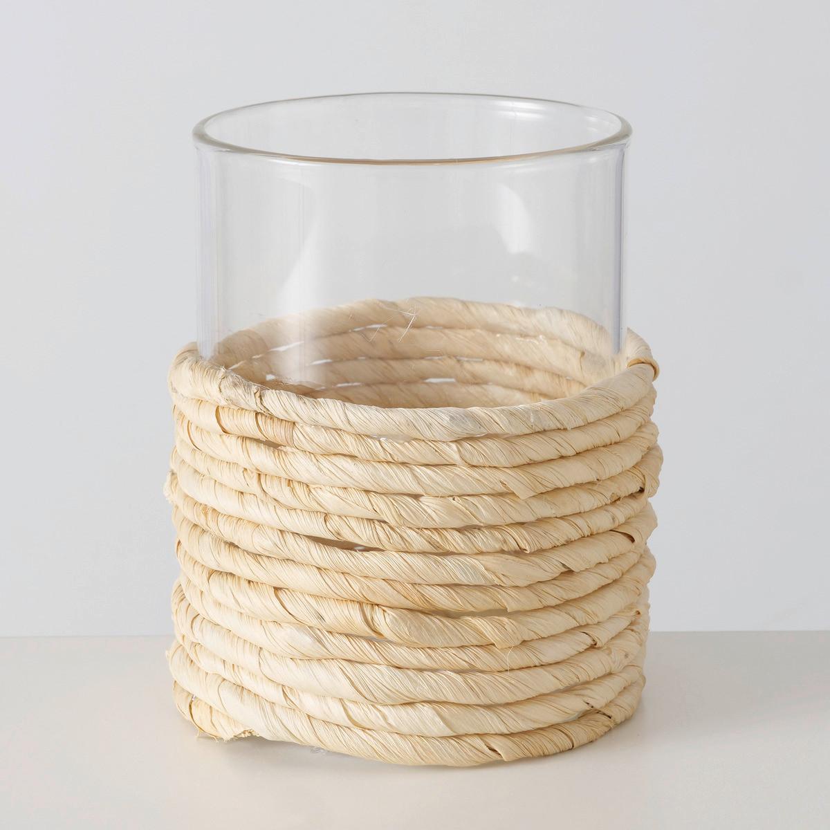Windlicht Salea I in Naturfarben Ø ca. 10cm - Naturfarben, Romantik / Landhaus, Glas/Naturmaterialien (10/12cm) - Modern Living