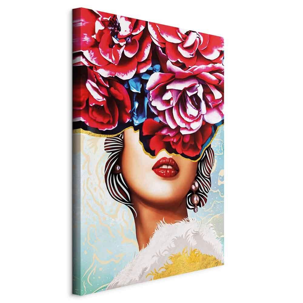 Slika Na Platnu Sweet Lips - roza/svetlo modra, Basics, tekstil/les (60/90/1.2cm) - artgeist