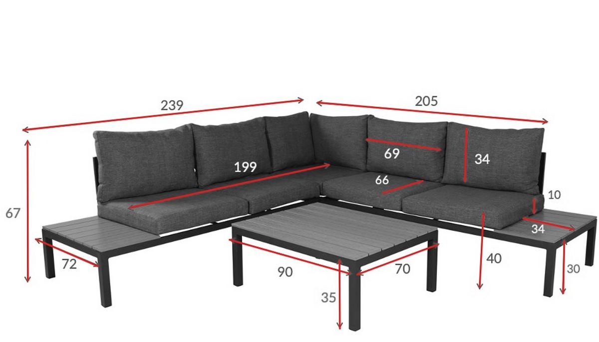 Loungegarnitur Odense ca. 133x167 cm Weiß - Weiß, KONVENTIONELL, Metall (239/239cm) - Gardenson