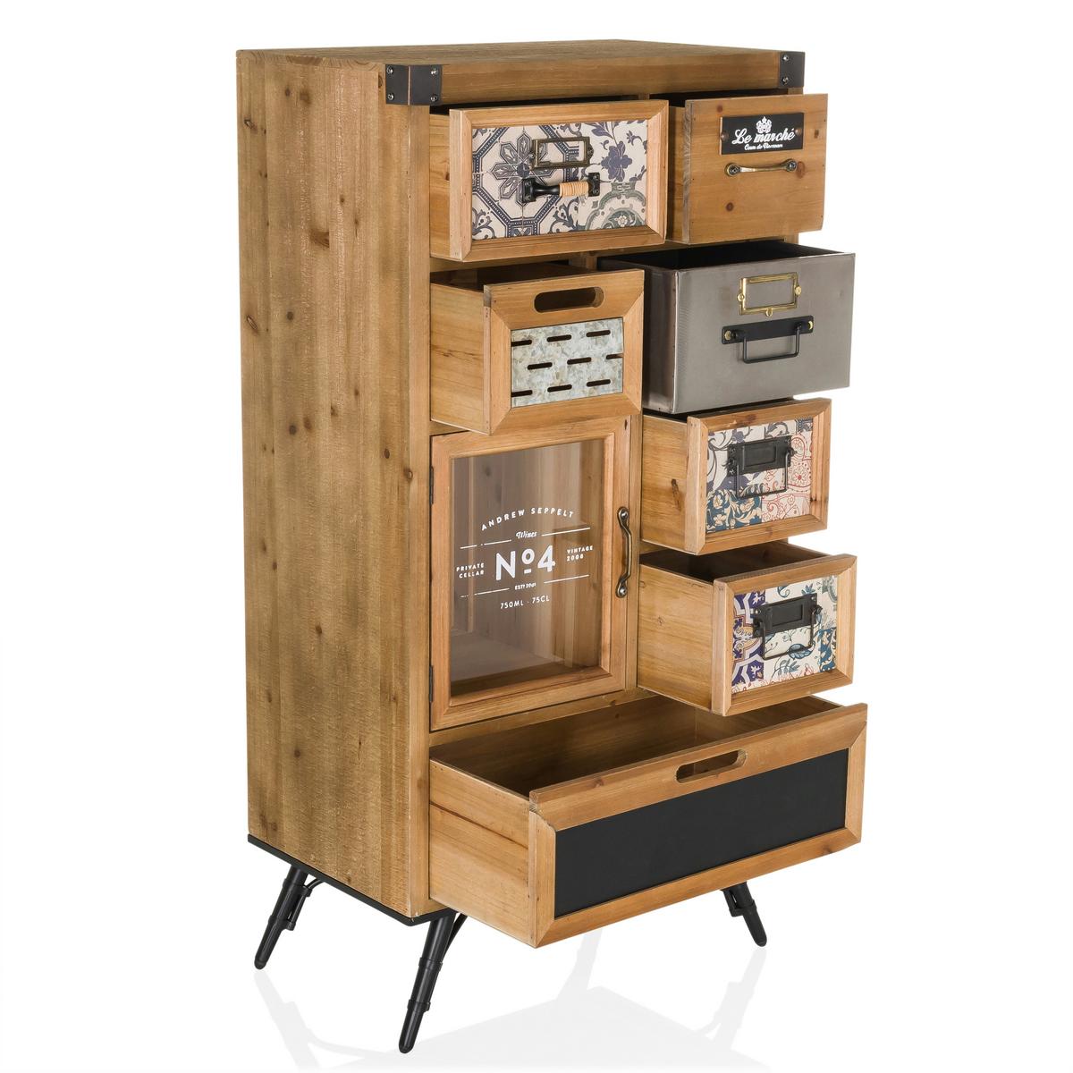 Sideboard Continento Braun/Grau - Multicolor/Schwarz, MODERN, Holz/Metall (53/104/32cm) - MID.YOU