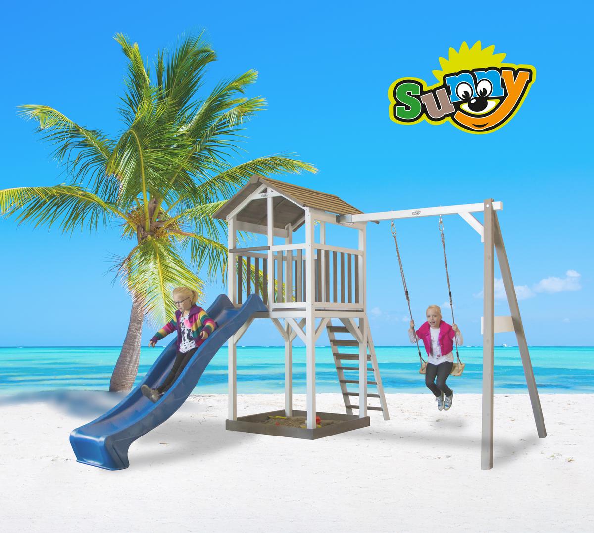 Spielhaus Beach Tower Swing - Blau/Weiß, Basics, Holz/Kunststoff (277/242/349cm) - Ambia Garden