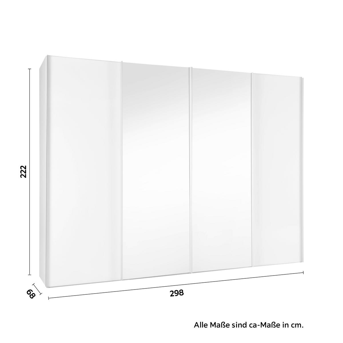 Schwebetürenschrank Sonate Rom in Weiß ca. 298x222x68cm - Alufarben/Weiß, MODERN, Glas/Holzwerkstoff (298/222/68cm) - Premium Living
