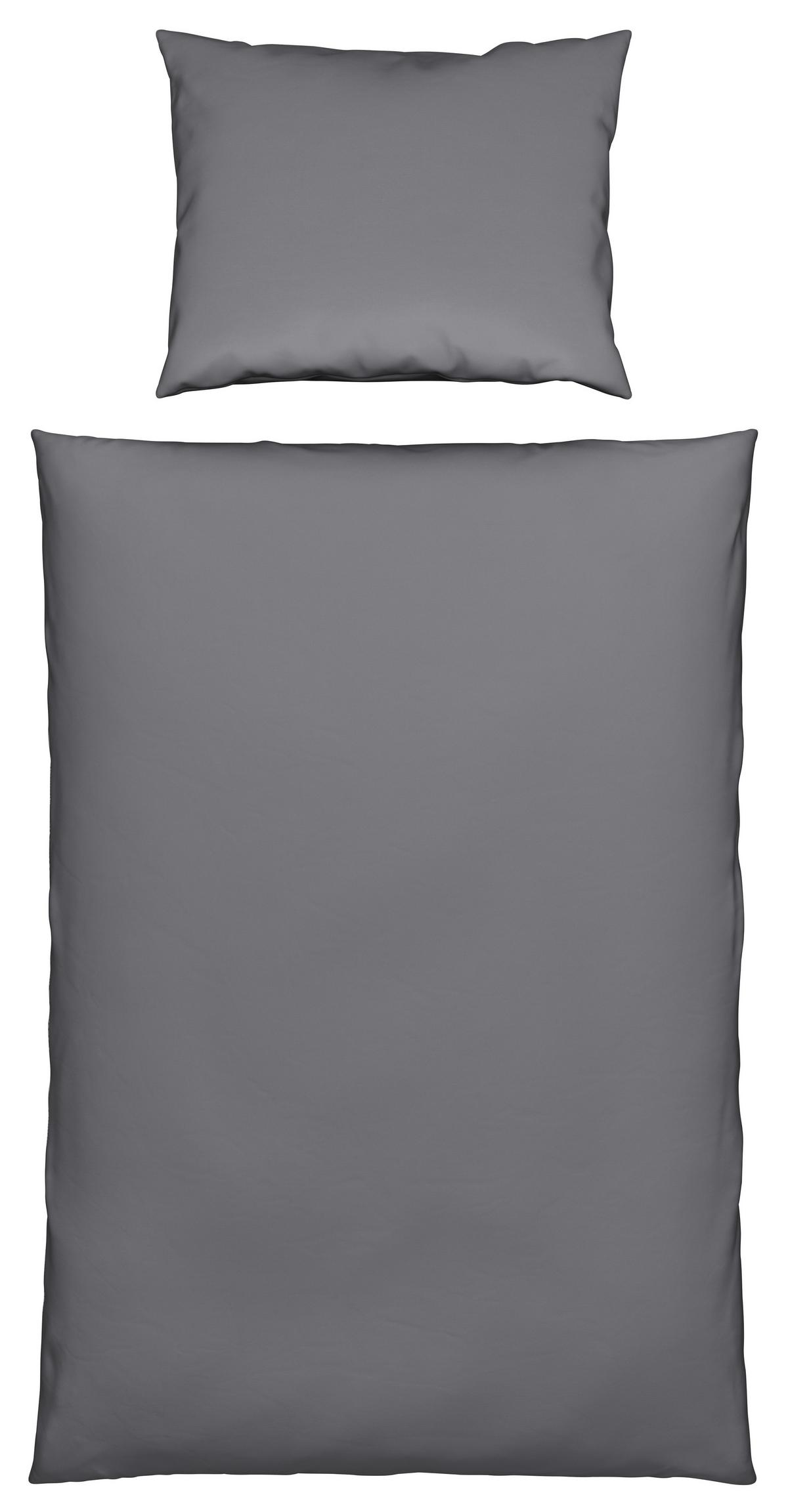 Bettwäsche Bio-Anna Uni Graphitfarben ca. 140x200cm - Graphitfarben, Natur, Textil (140/200cm) - ecoTree