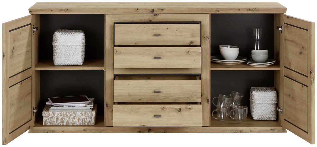 Komoda Harvey, Barva Hrasta - barve hrasta/antracit, Trendi, kovina/leseni material (160/89,5/43cm) - Mömax