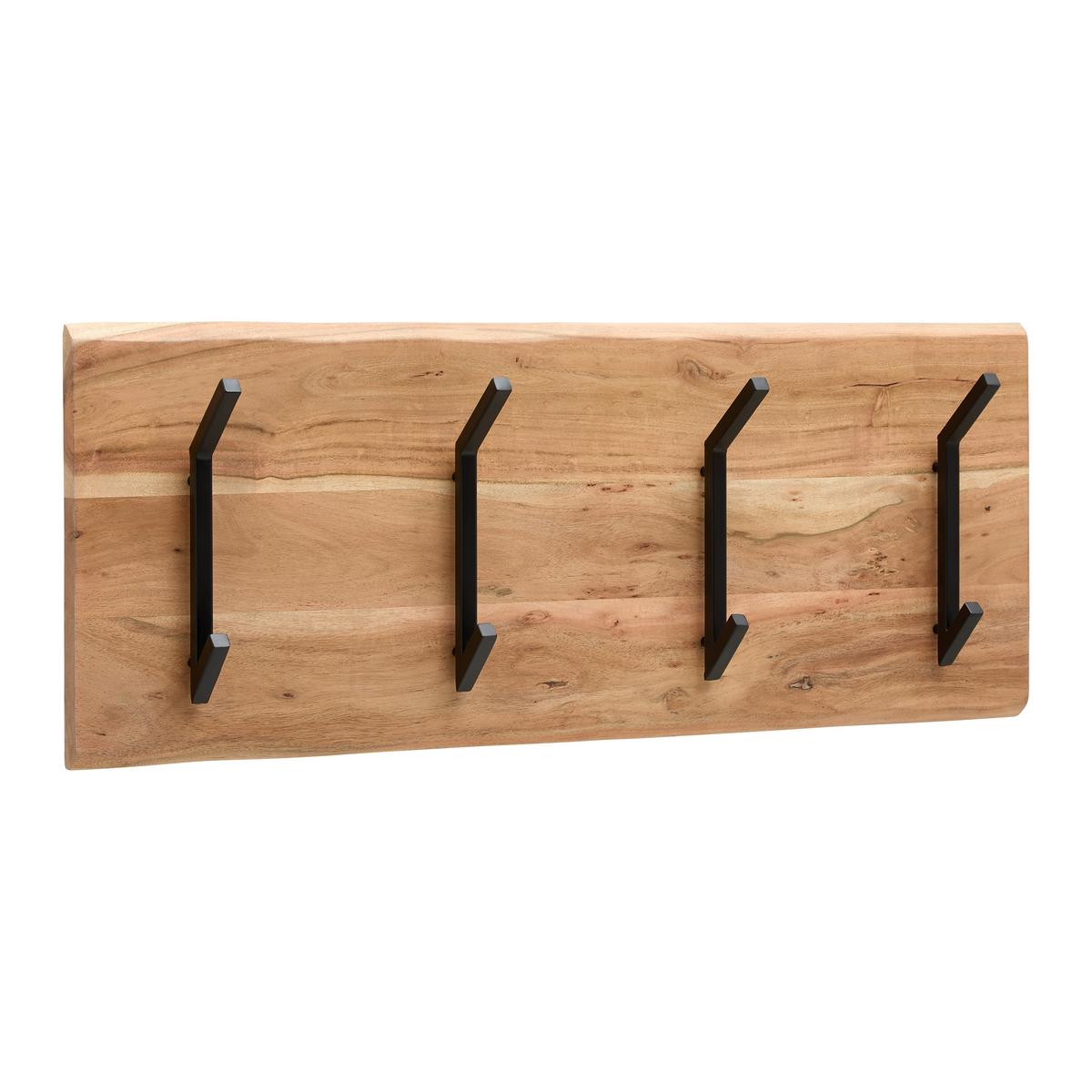 Wandgarderobe Rivera 4 Schwarz/Akaziefarben - Schwarz/Akaziefarben, KONVENTIONELL, Holz/Metall (90/36/12cm) - Mömax