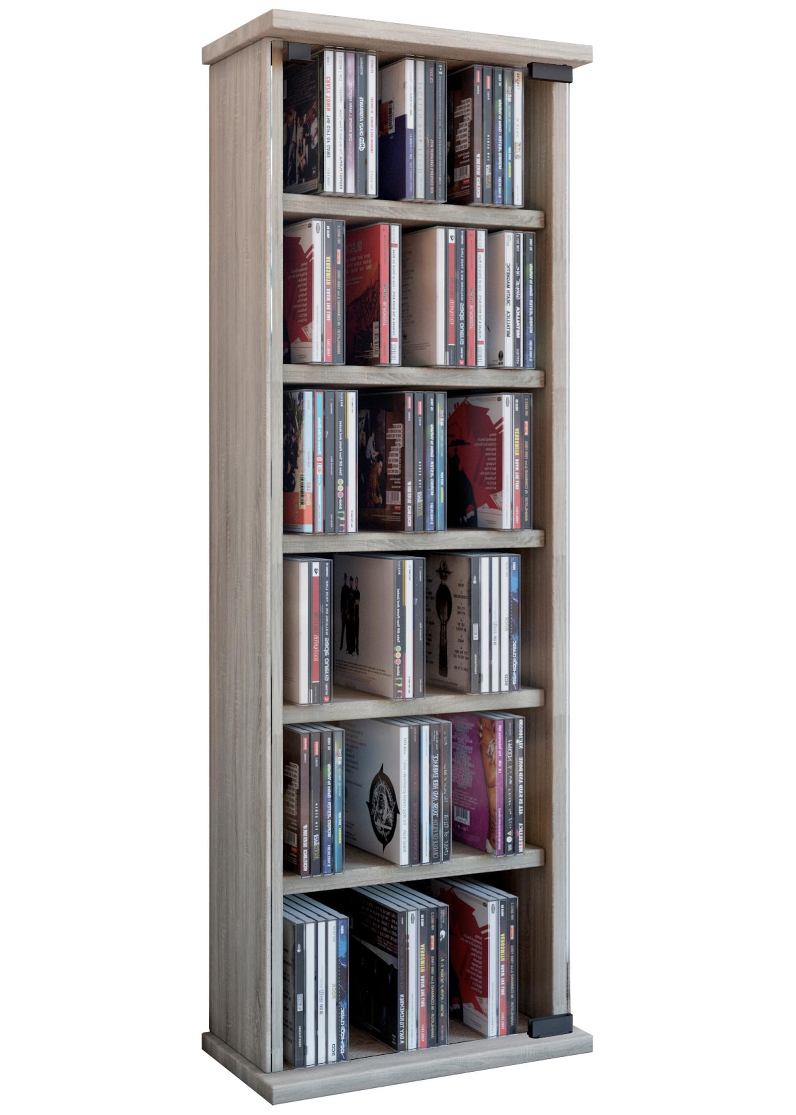 CD-Regal Vetro in Eichefarbe, B: 31 cm - Eichefarben, KONVENTIONELL, Glas/Holzwerkstoff (31/92/18cm) - MID.YOU