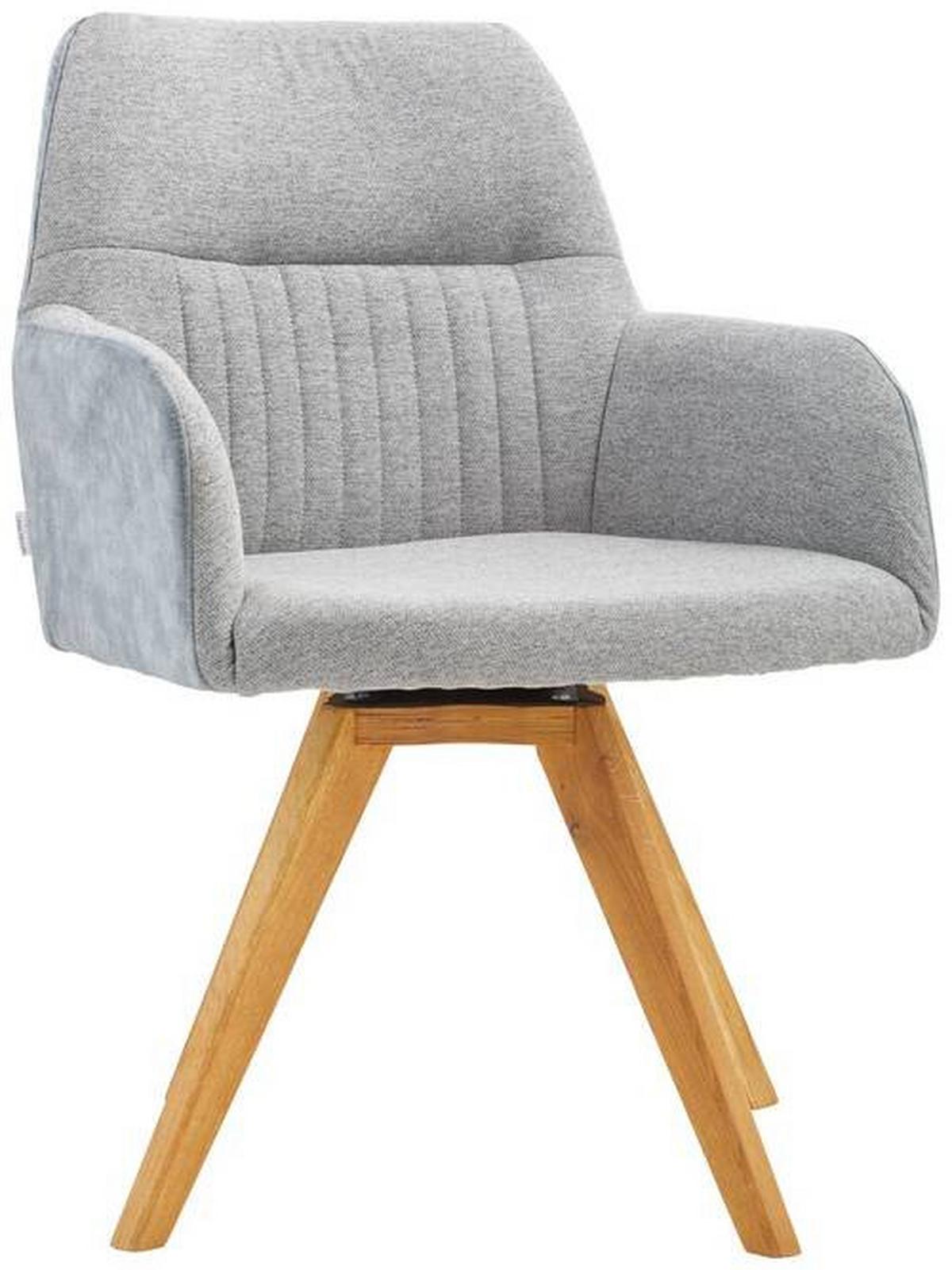 KRZESŁO Z PODŁOKIETNIKAMI VERONA - kolor dębowy/jasnoszary, Konventionell, drewno/tkanina (61/88/69cm) - Linea Natura