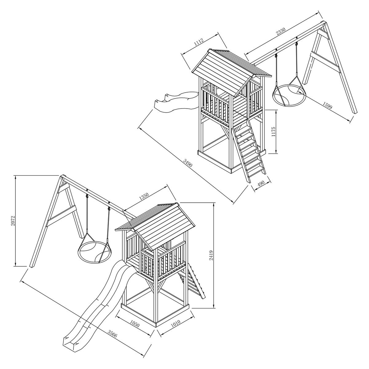 Spielhaus Axi Beach Tower - Blau/Braun, KONVENTIONELL, Holz (356,6/241,9/349cm) - Ambia Garden