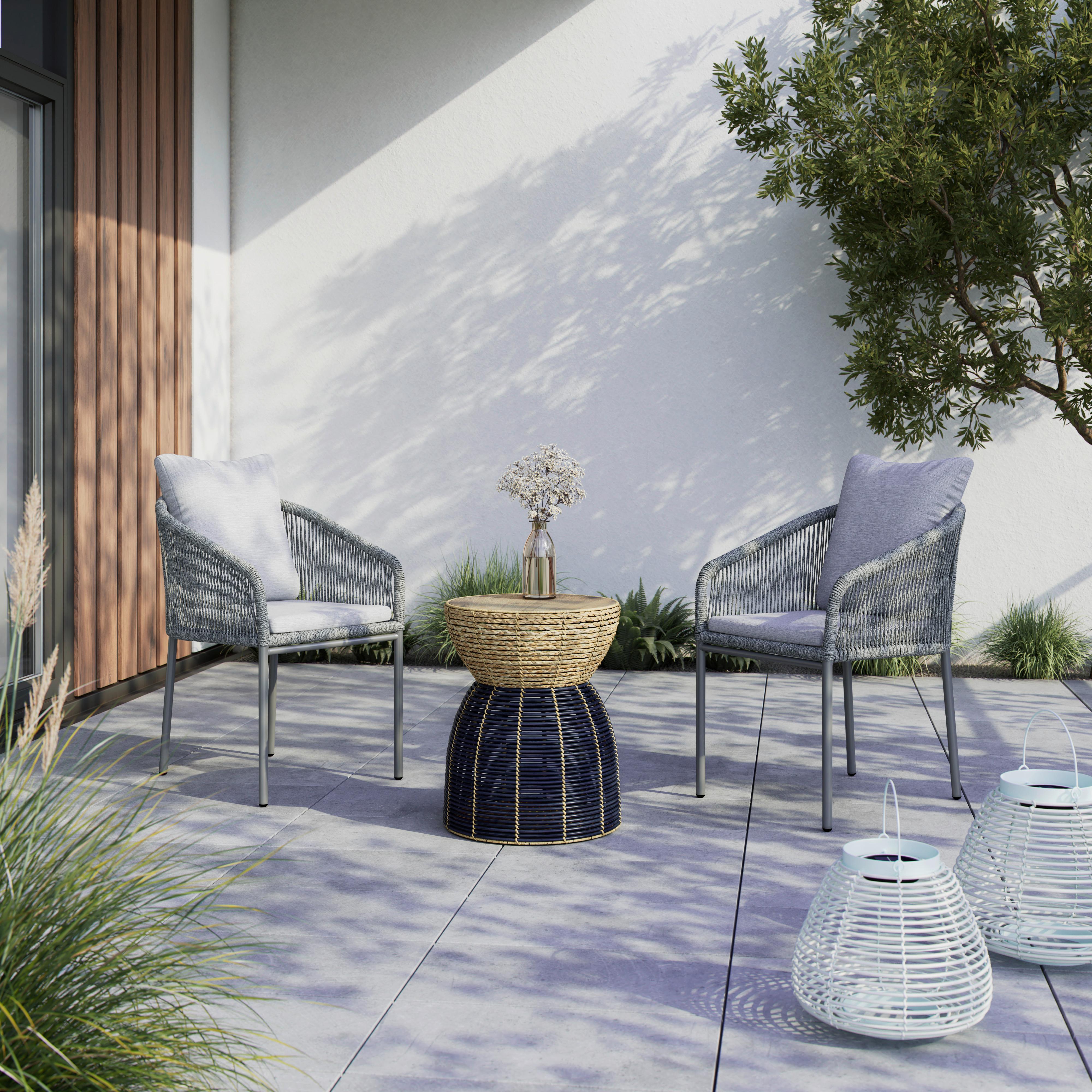 Gartensessel-Set 2-er Set Pepe Hellgrau Metall/Textil - Schwarz/Grau, MODERN, Kunststoff/Metall (55/83/62cm) - Bessagi Garden