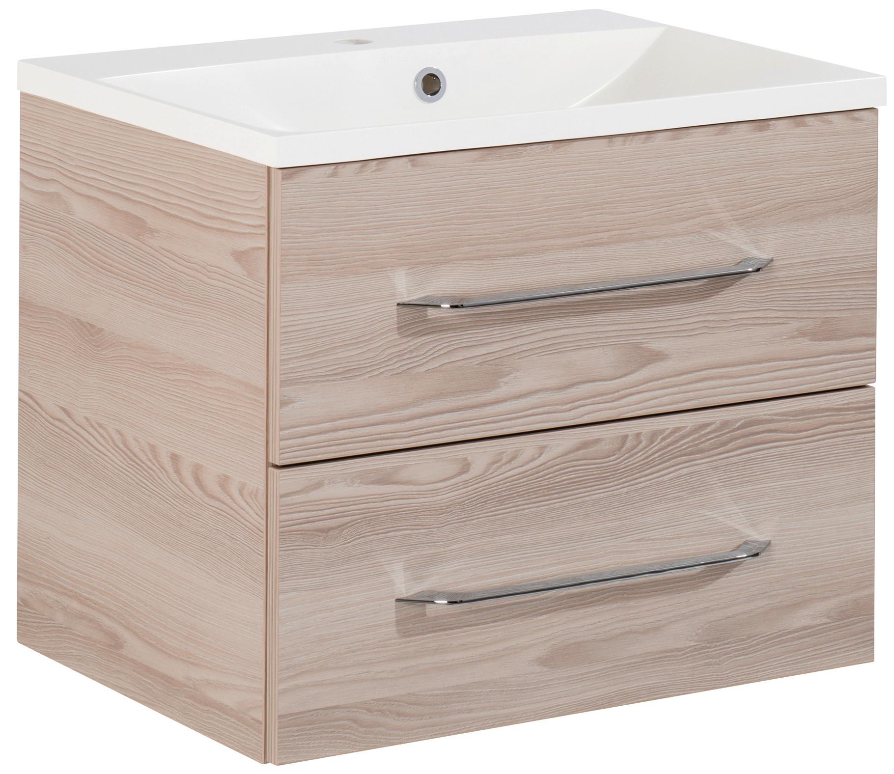 Waschtischkombi "B.Clever" , esche - Eschefarben/Alufarben, MODERN, Holzwerkstoff/Kunststoff (60cm) - MID.YOU