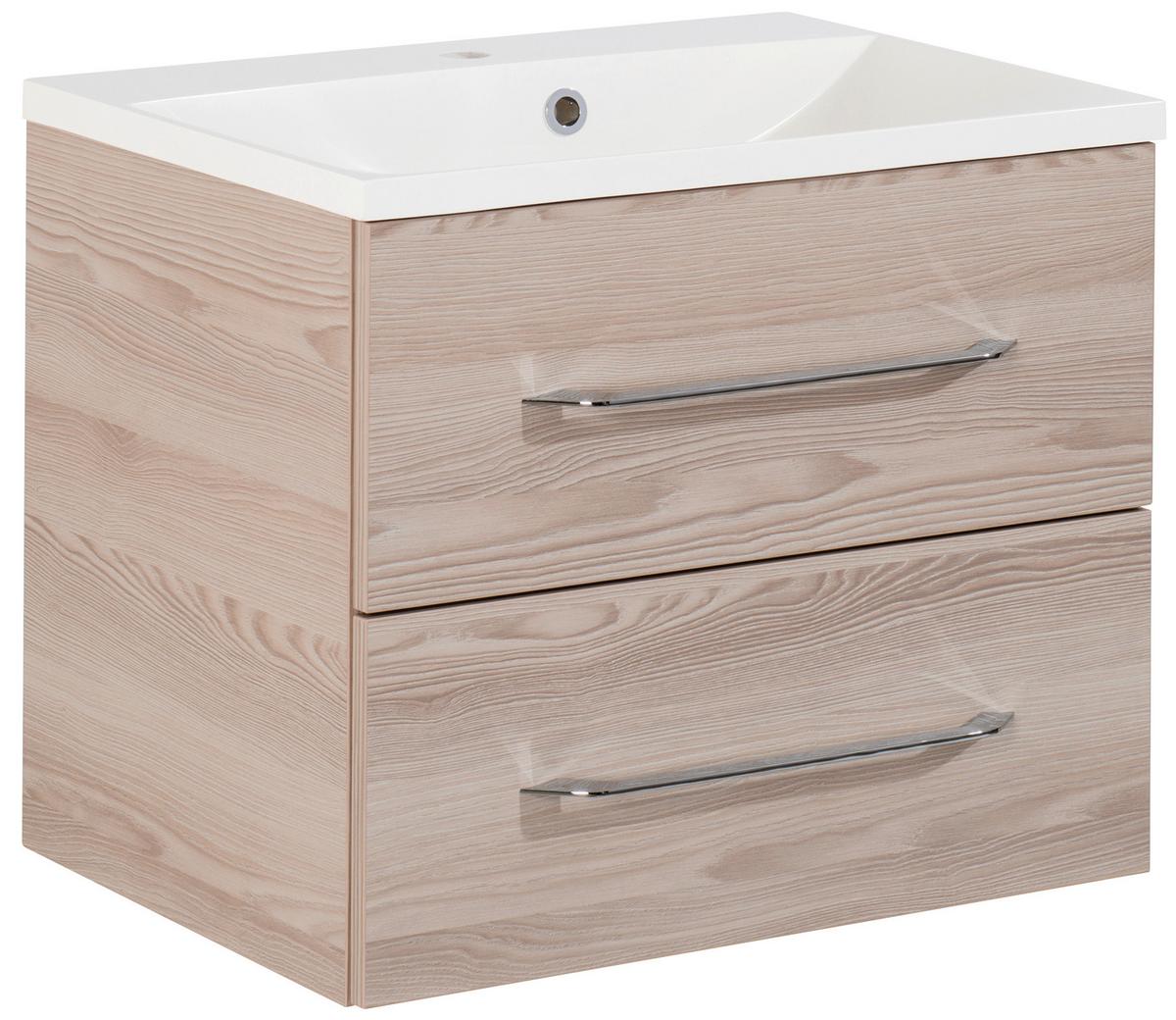 Waschtischkombi "B.Clever" , esche - Eschefarben/Alufarben, MODERN, Holzwerkstoff/Kunststoff (60cm) - MID.YOU