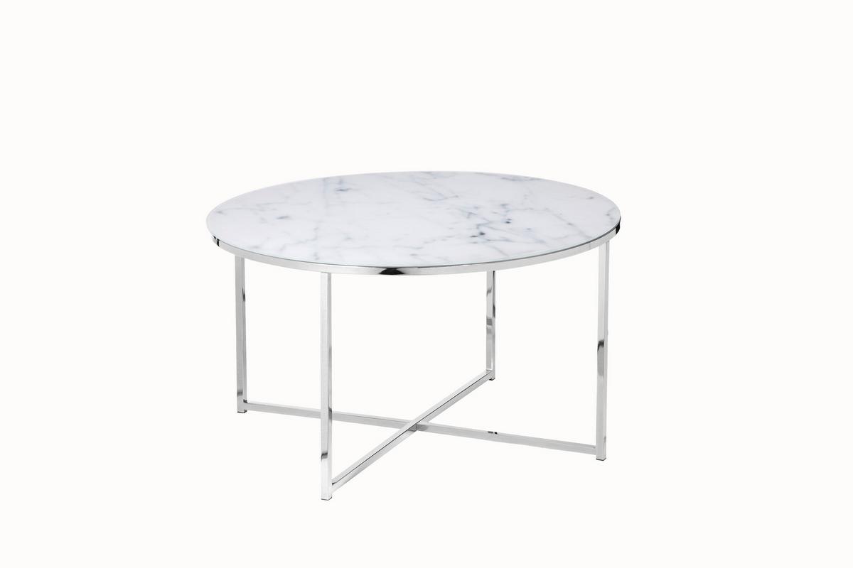 Klubska Miza Marble, Bela - barve kroma/bela, Design, kovina/steklo (80/45cm) - Livetastic