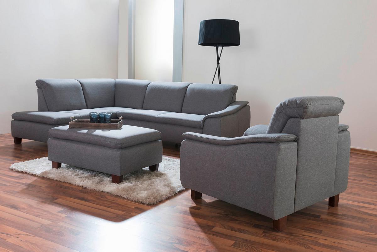 ECKSOFA AARON - Nussbaumfarben/Hellgrau, Design, Holz/Textil (187/247cm) - Max Winzer