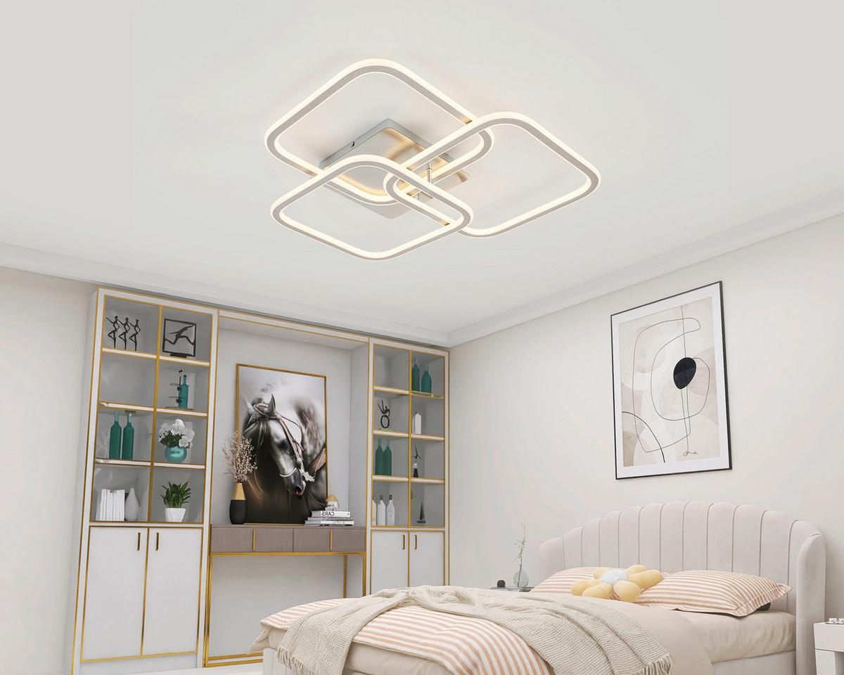 LED-Deckenleuchte Siop Weiß/Alufarben max. 39 Watt - Alufarben/Weiß, MODERN, Kunststoff/Metall (57/61/9cm) - Mömax