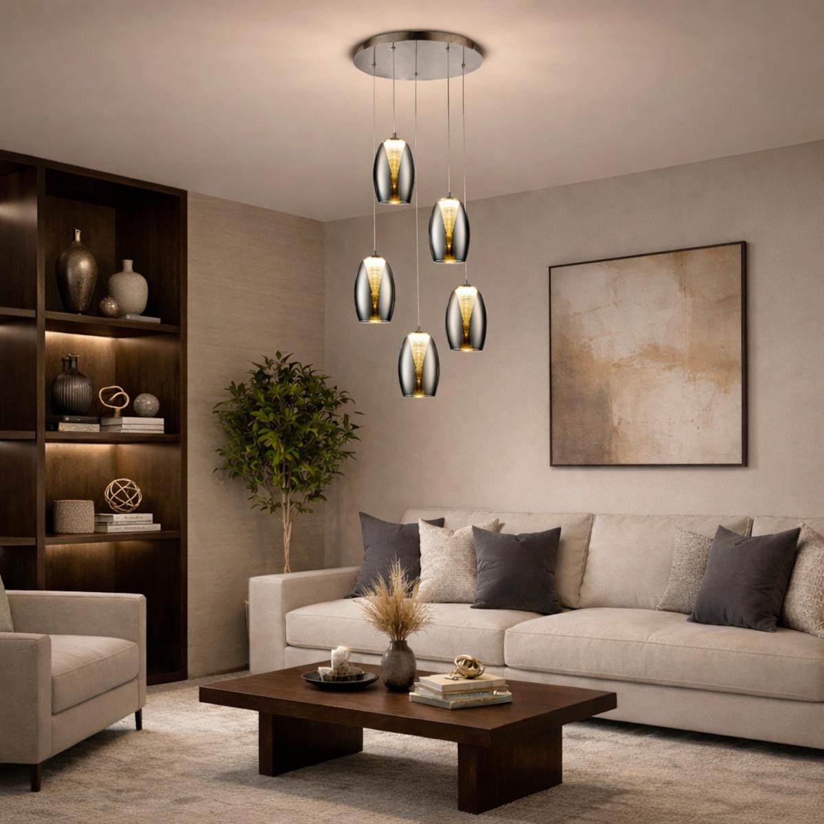LED-Hängeleuchte Metropolis in Chromfarben max. 5 Watt - Chromfarben, Design, Glas/Metall (33/180cm) - Brilliant