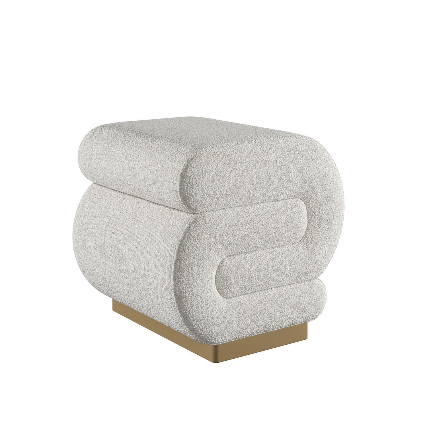 HOCKER SALLY FUßBANK - Beige/Goldfarben, Design, Textil/Metall (40/42/42cm) - Livetastic