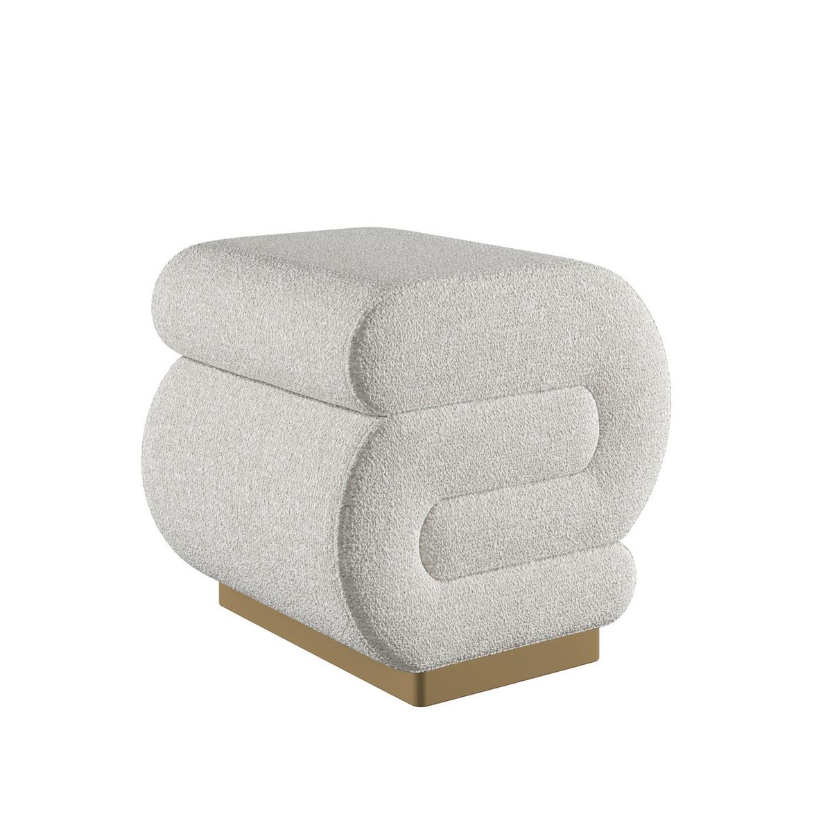 HOCKER SALLY FUßBANK - Beige/Goldfarben, Design, Textil/Metall (40/42/42cm) - Livetastic