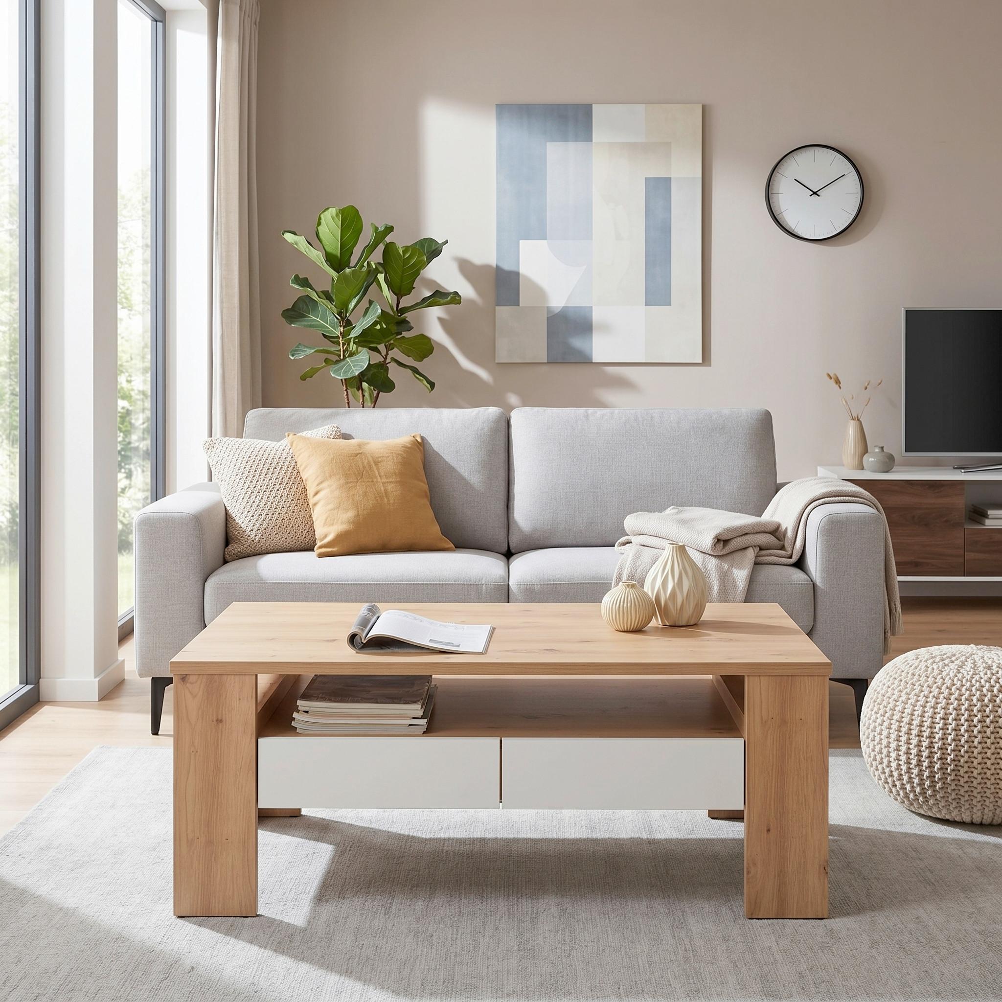 SOFFBORD MONOS - vit/ekfärgad, Klassisk, trämaterial (110/65/44cm) - Mömax