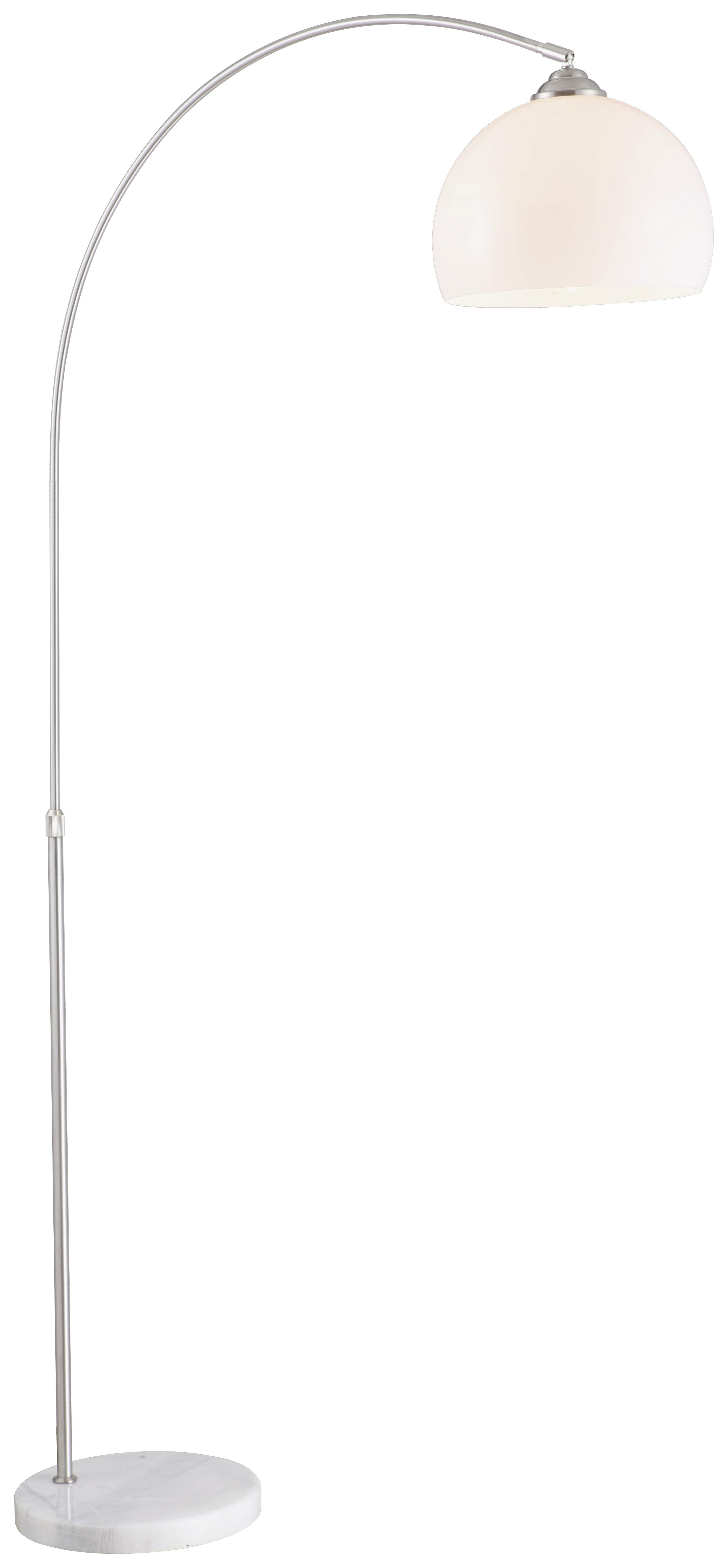 Állólámpa Raman - Nikkel/Fehér, modern, Műanyag/Fém (30/141-196cm) - Modern Living