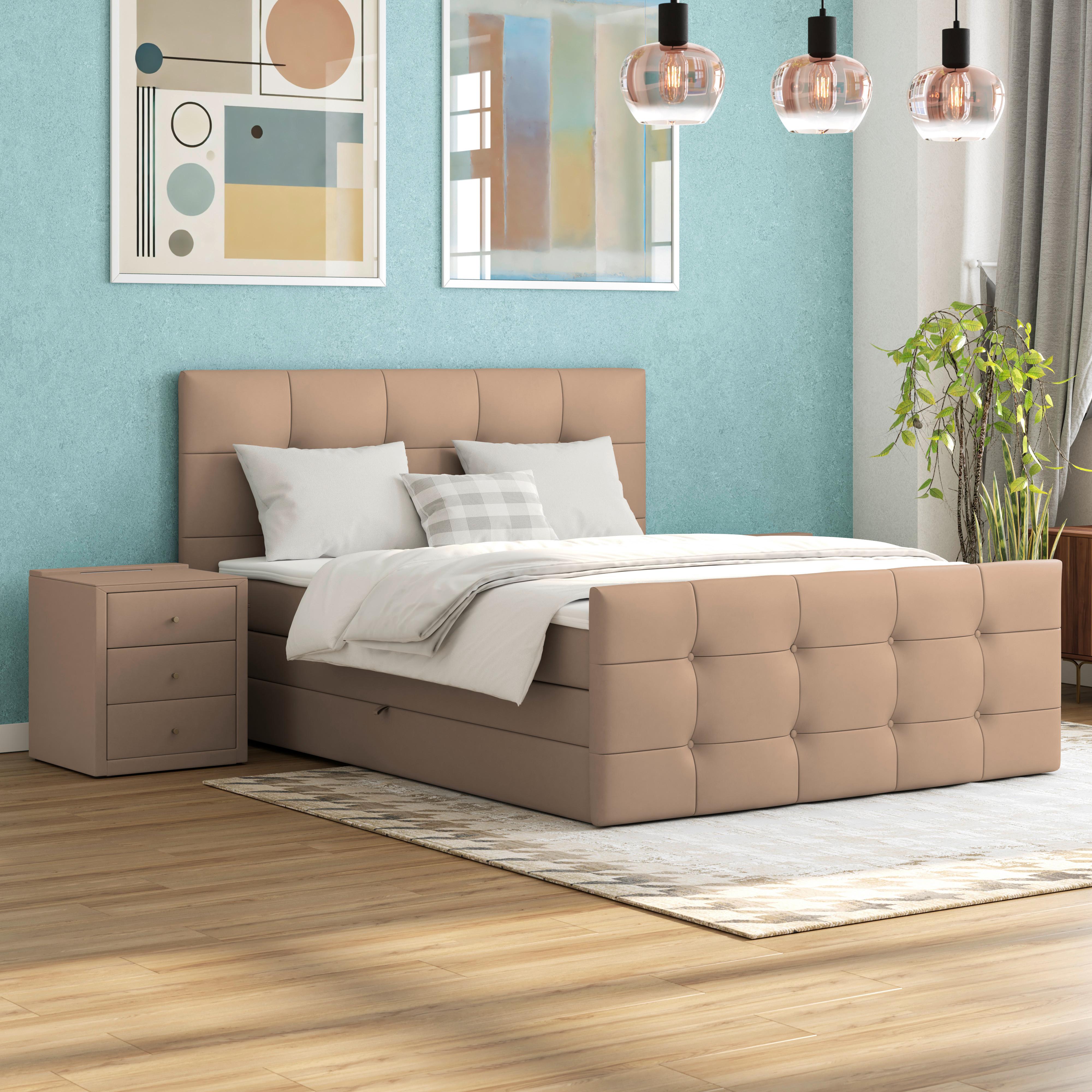 PAT BOXSPRING JOSIE C - bej, Modern, plastic/lemn (160/200cm)