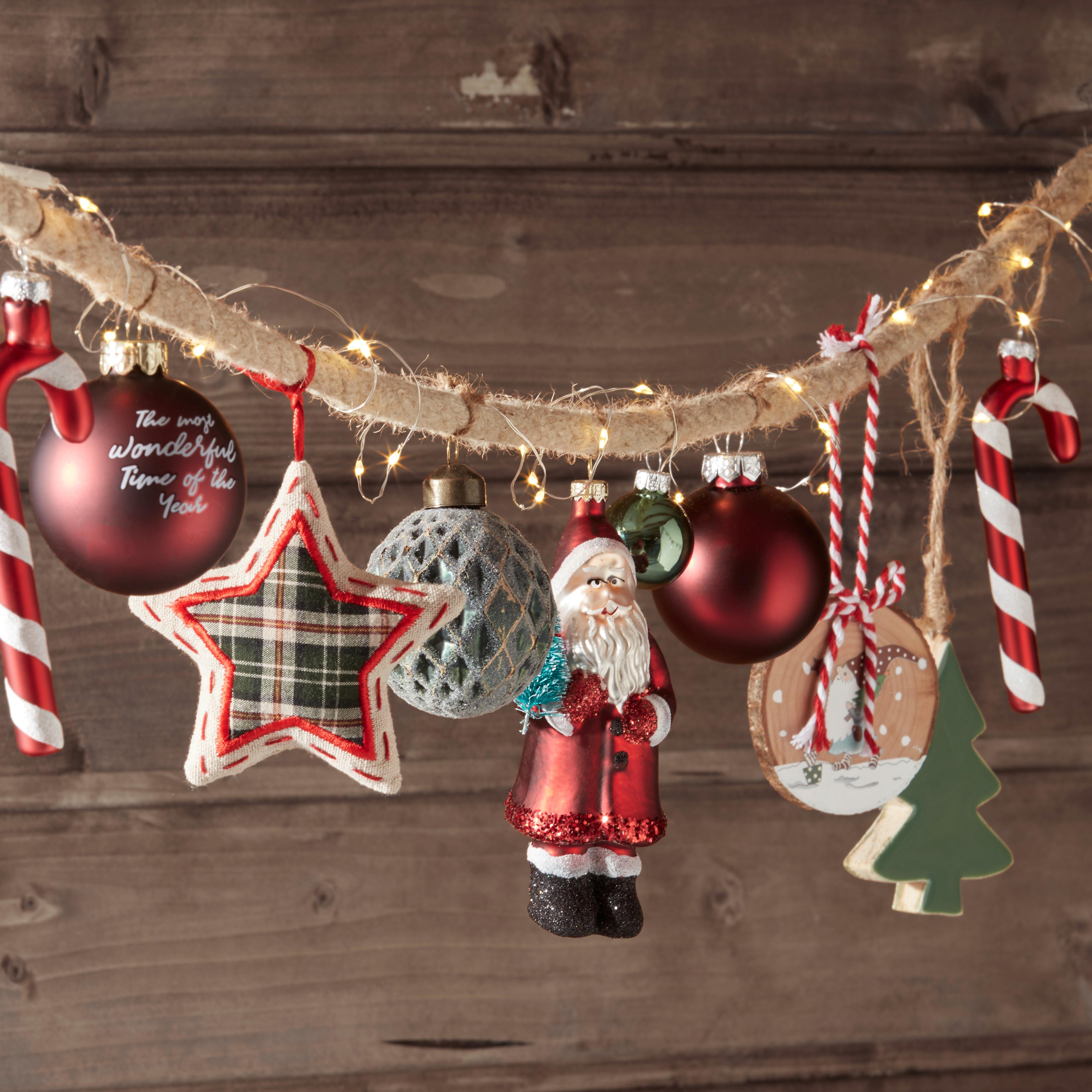 Karácsonyfagömb Noel - sötétvörös/fehér, Üveg/fém (6cm) - Modern Living