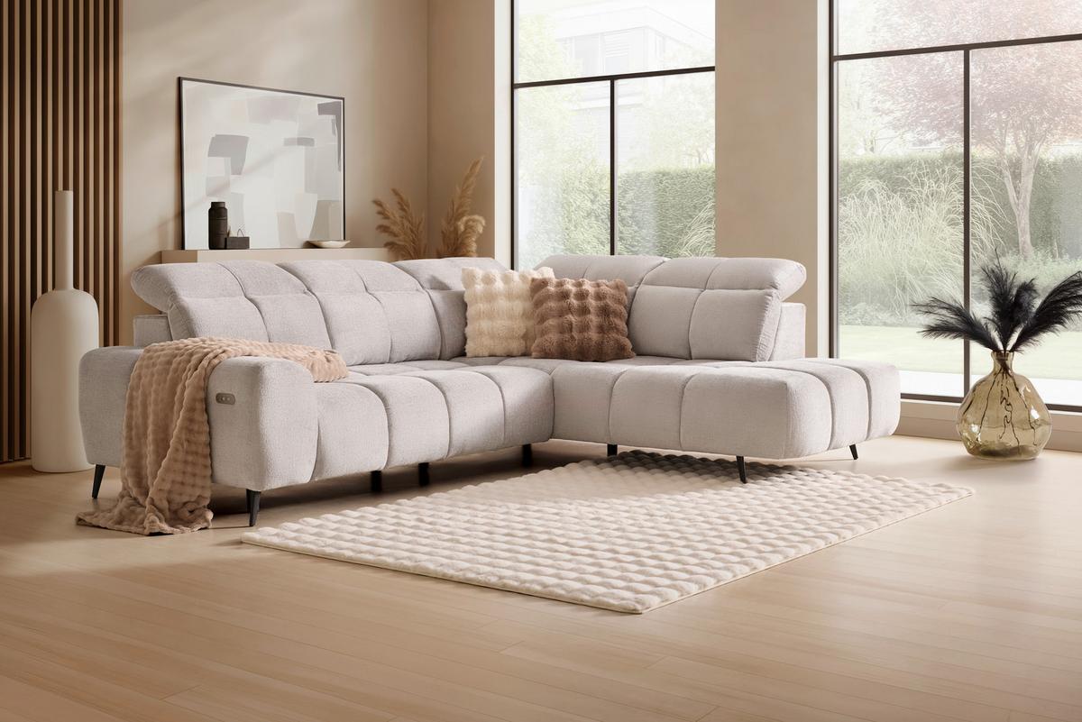 Kutna Garnitura Silvio - svijetlo siva/crna, Moderno, tekstil/metal (275/85-105/225cm) - Mömax