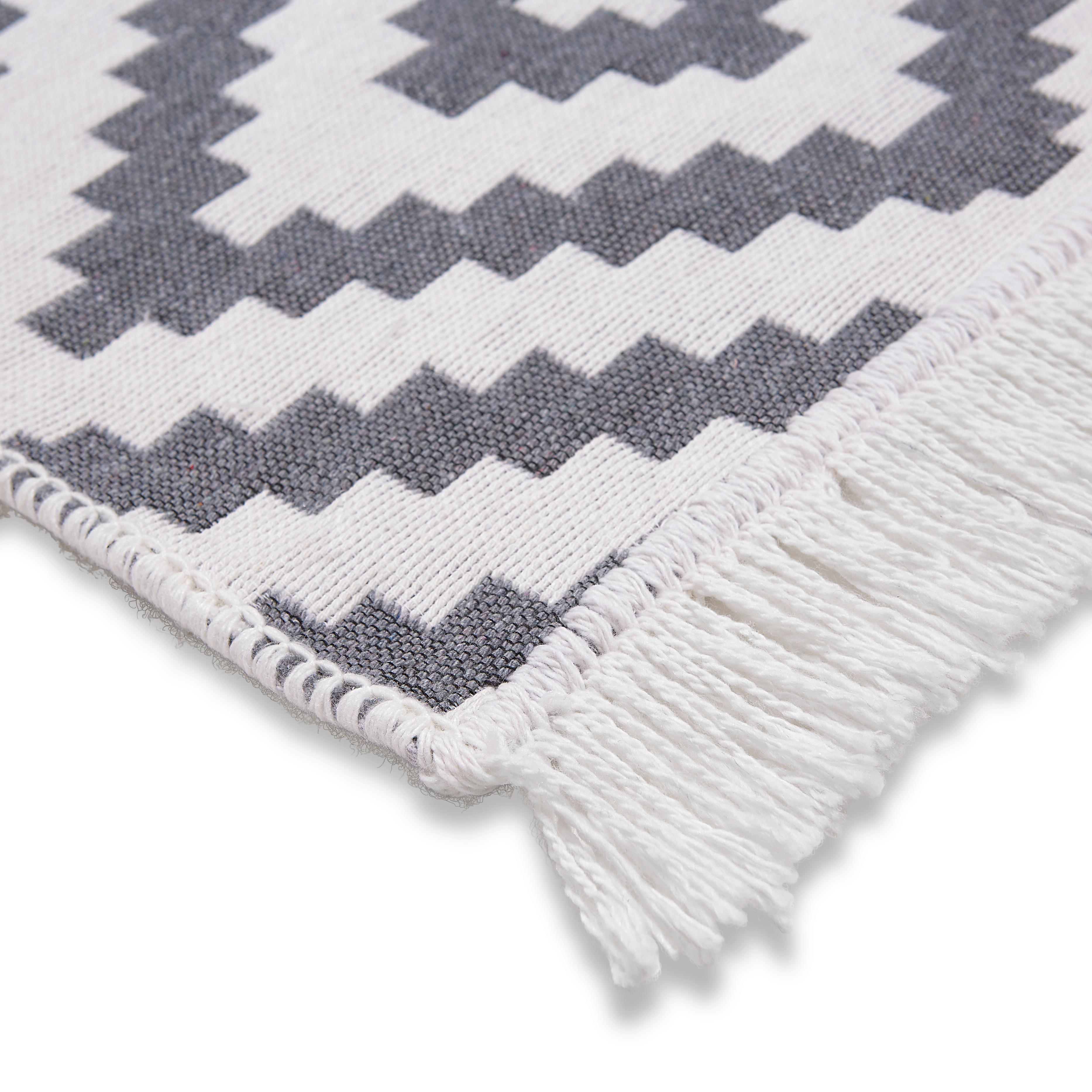 HANDVÄVD MATTA INAYA 2 - vit/antracit, Modern, textil (120/170cm) - Mömax
