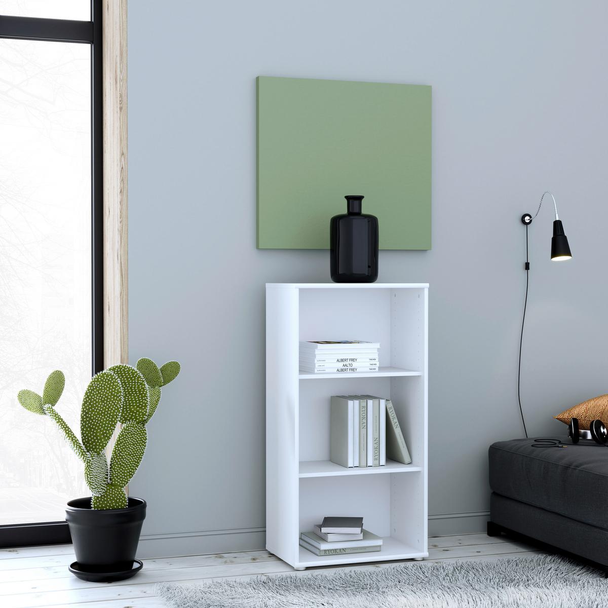 Regal Tempra 2, Bela - bela/barve aluminija, Design, leseni material (54/111,1/34,8cm)