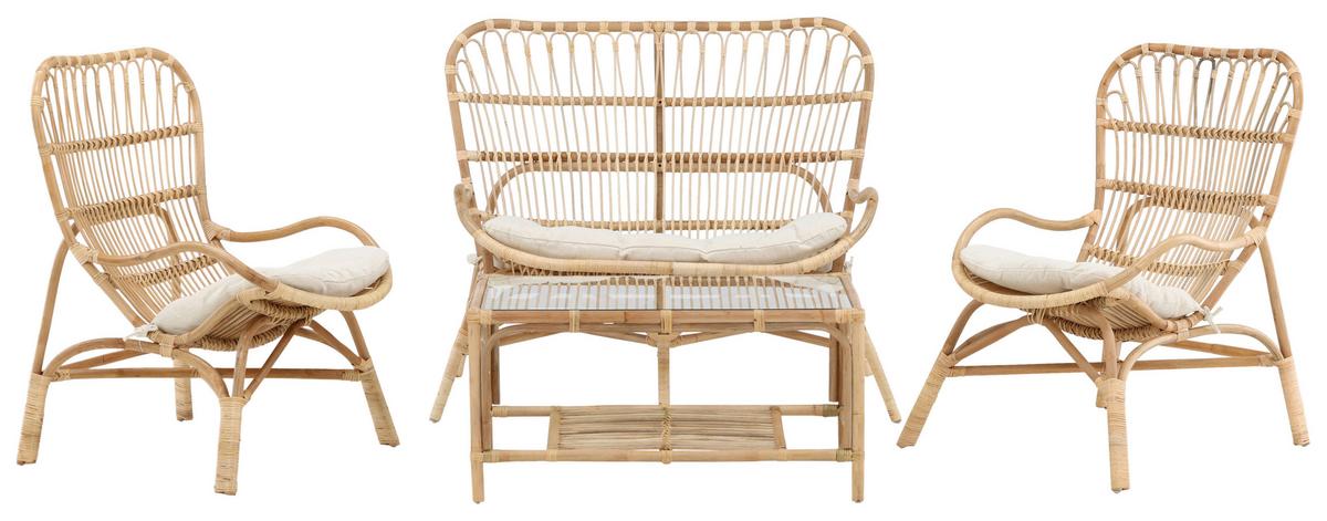 Loungegarnitur Ella Rattan Braun - Braun, KONVENTIONELL, Holz - Gardenson