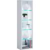 Regal Rasato L, Bela - bela, Basics, steklo/leseni material (21/77/14cm) - MID.YOU