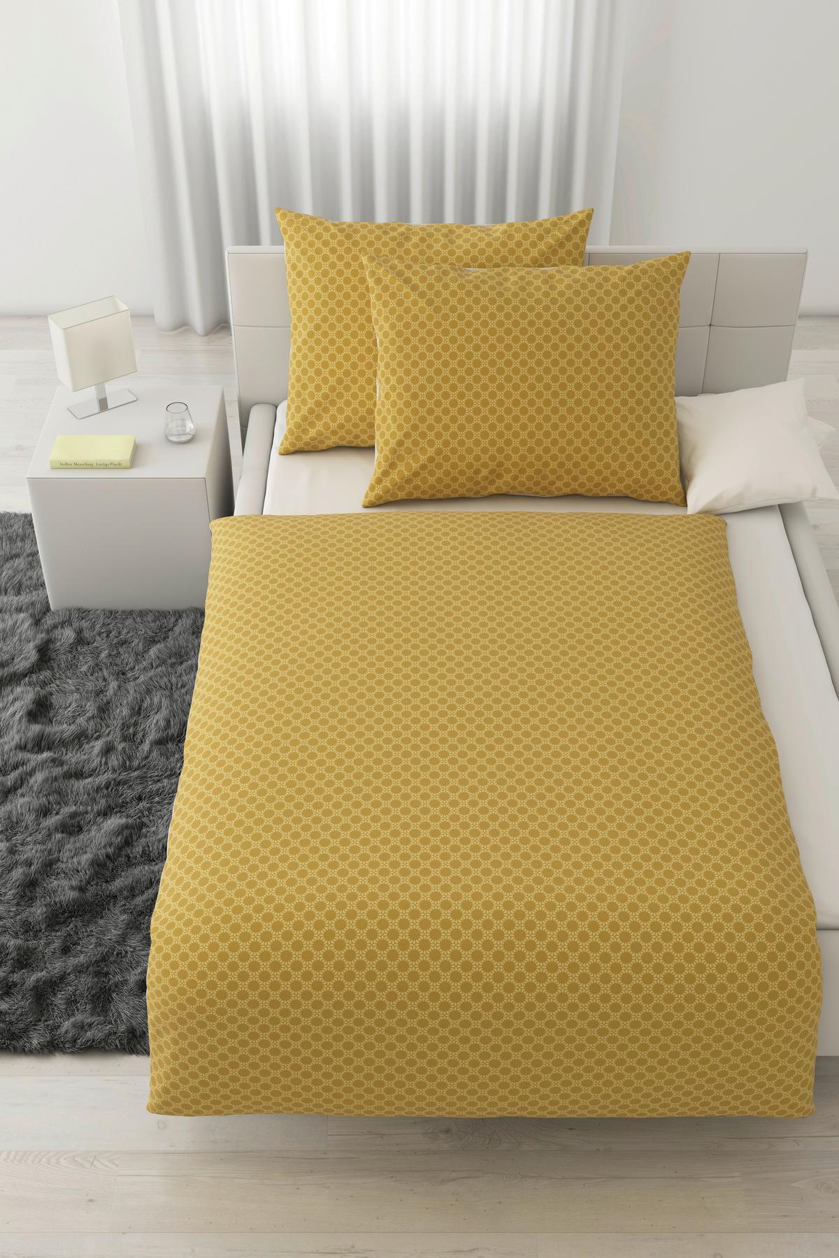 Wendebettwäsche Mici-Wende XXL in Gelb/Natur ca. 200x220cm - Gelb/Naturfarben, KONVENTIONELL, Textil (200/220cm) - Modern Living