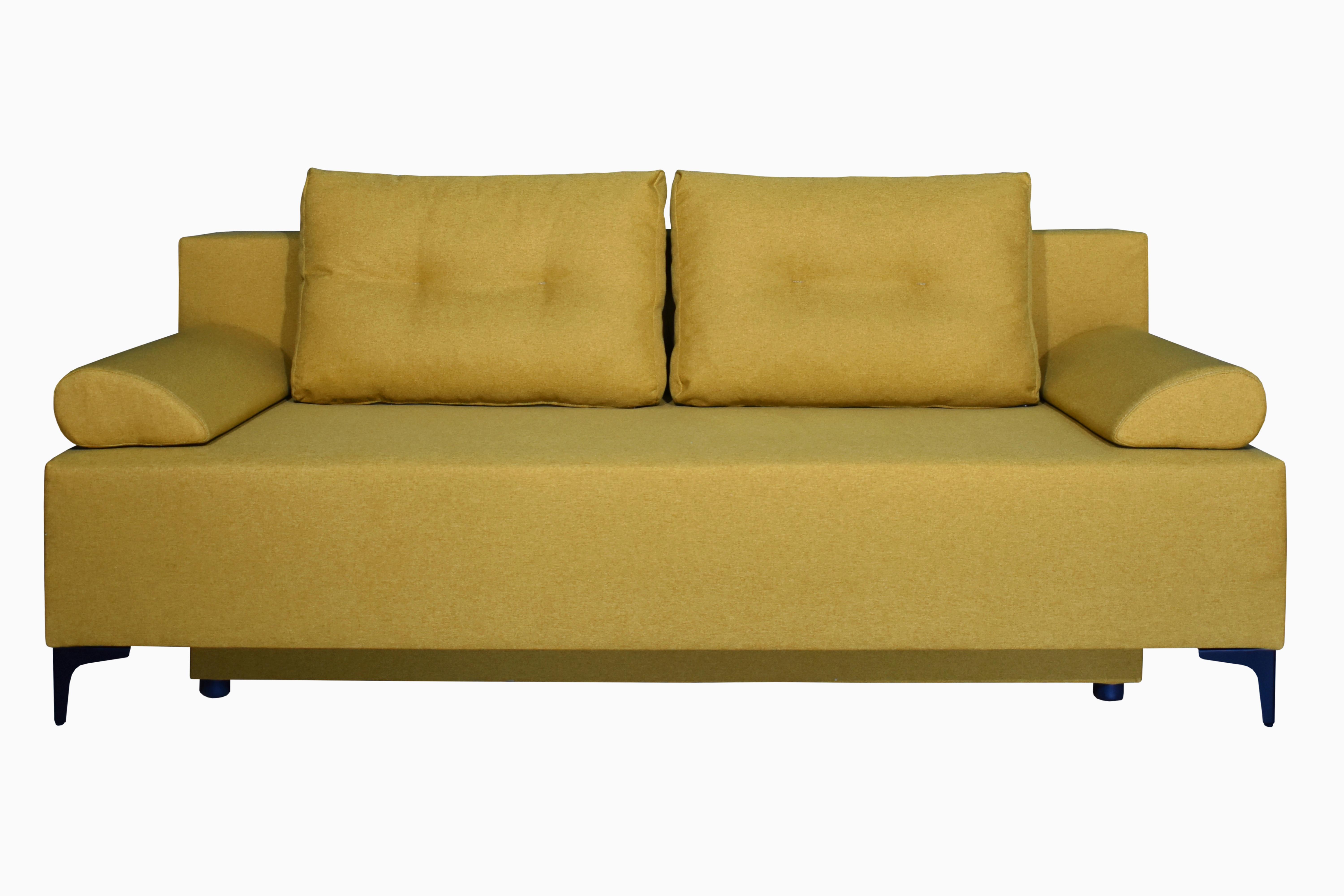Canapea extensibila LONDON - galben muștar, Modern, lemn/metal (198/90/101cm) - Modern Living