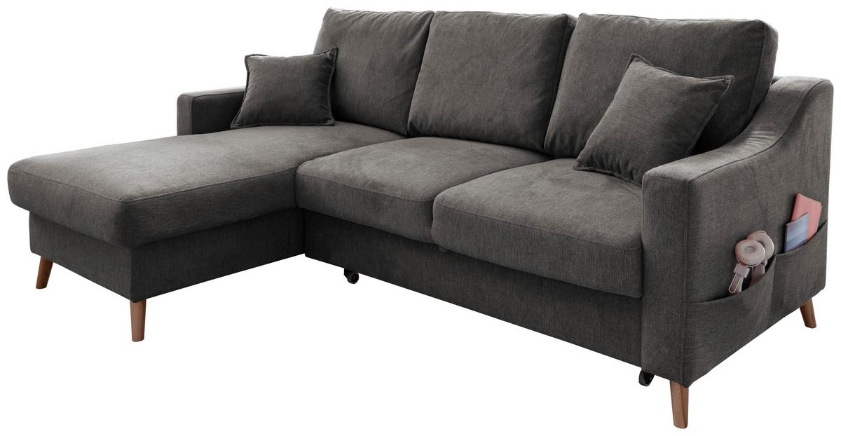 Wohnlandschaft Valentina Anthrazit Struktur - Anthrazit/Naturfarben, KONVENTIONELL, Holz/Textil (150/228cm) - P & B