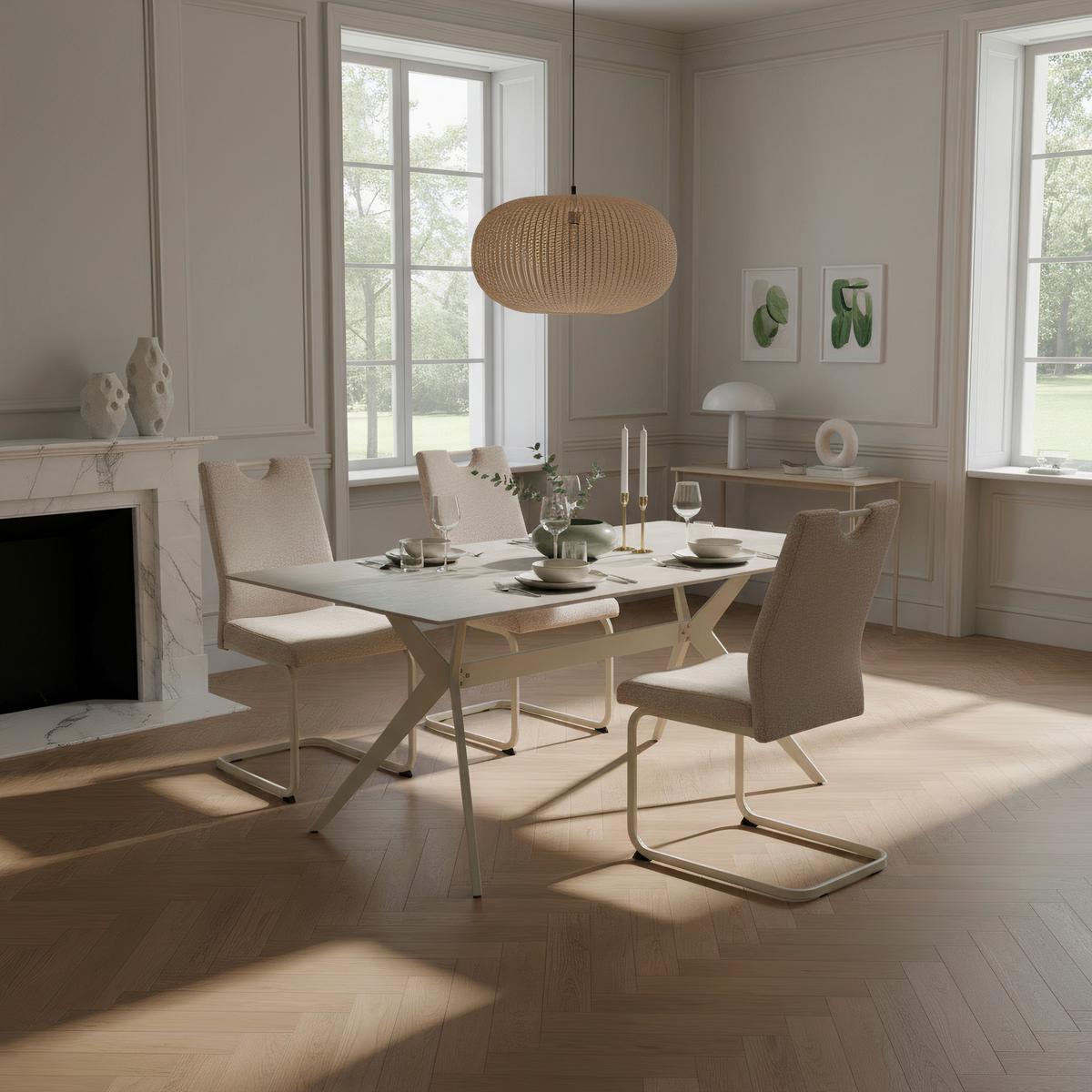 SCHWINGSTUHL-SET TIVOLI S 4ER-SET - Beige/Creme, MODERN, Textil/Metall (45/98/59cm) - MID.YOU