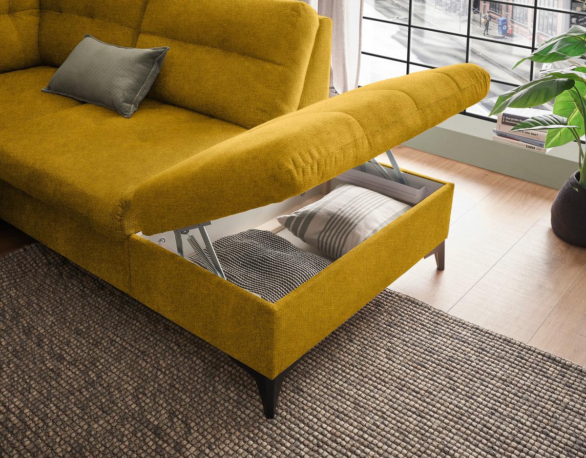 Wohnlandschaft Durban U ca. 170x324x218 cm Gelb - Gelb/Schwarz, KONVENTIONELL, Kunststoff/Textil (170/324/218cm) - MID.YOU