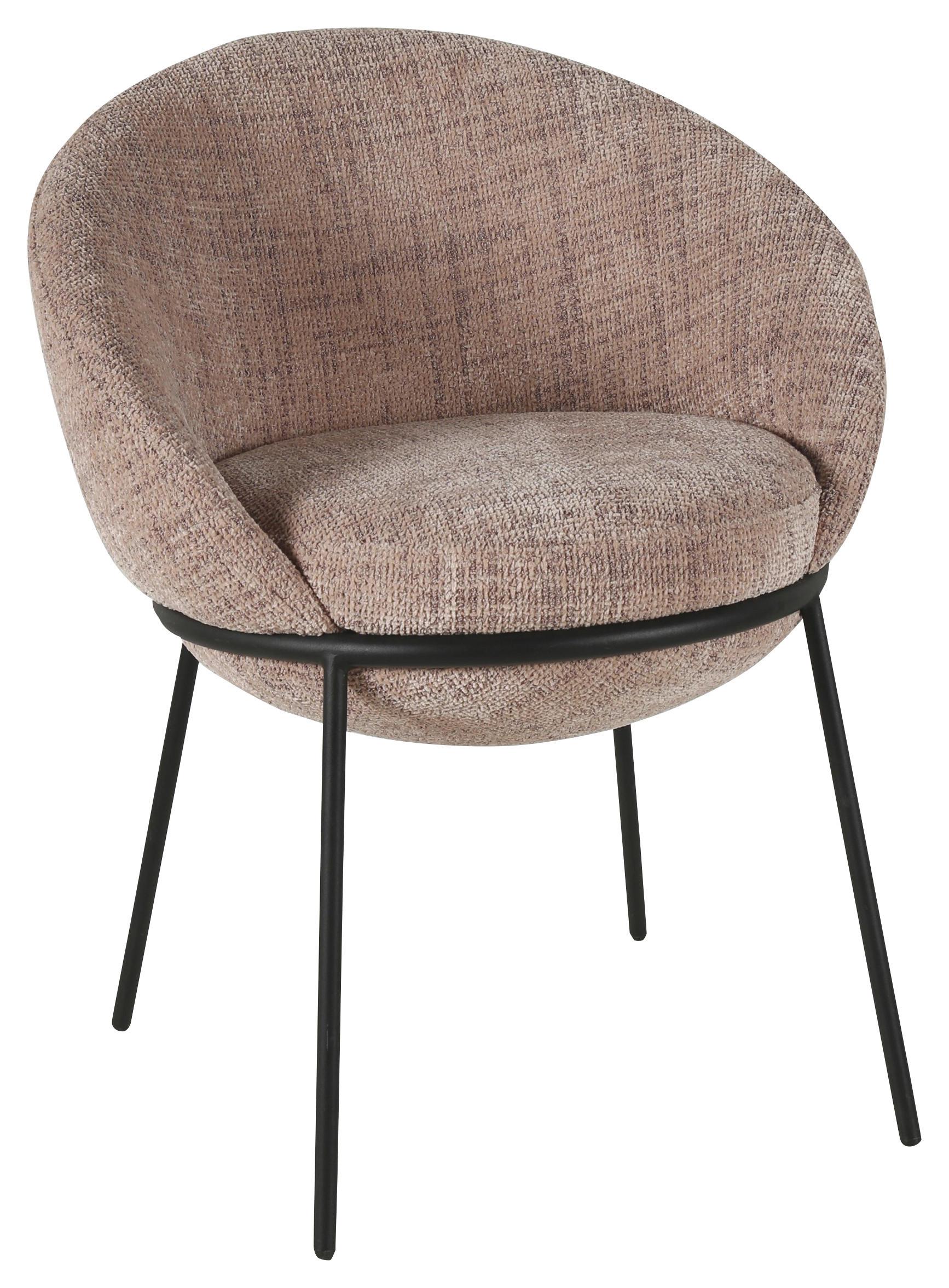 KRZESŁO Z PODŁOKIETNIKAMI BOWIE - beżowy/różowy, Design, metal/tkanina (61/76,5/59cm) - Novel