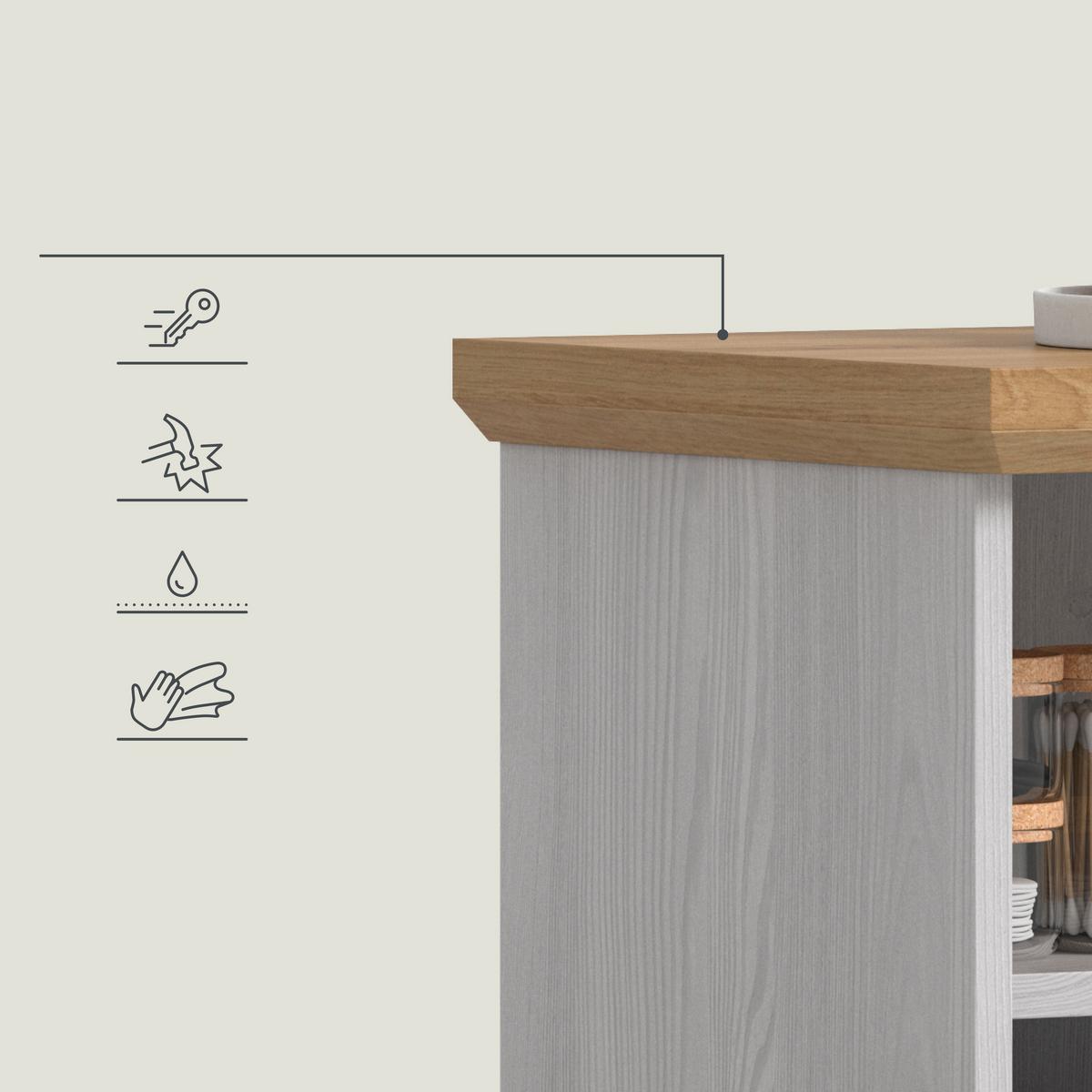 Midischrank Verona Lärchefarben/Eiche Artisan - Silberfarben/Lärchefarben, Trend, Holzwerkstoff/Kunststoff (74/116/34cm) - MID.YOU