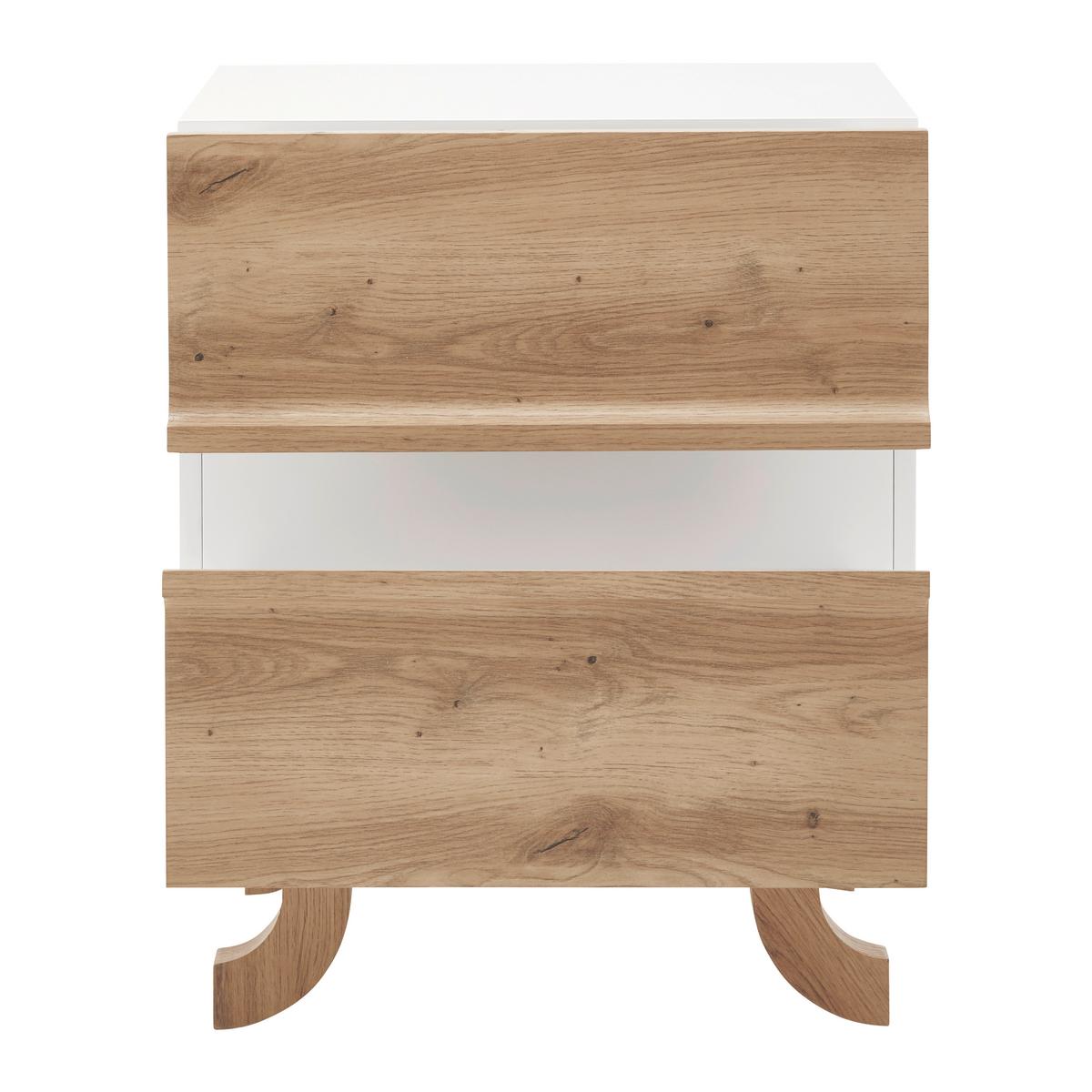 Nachttisch Vira Weiß/Kieferfarben Echtholz - Weiß/Kieferfarben, MODERN, Holz (48/60/43cm) - Bessagi Home