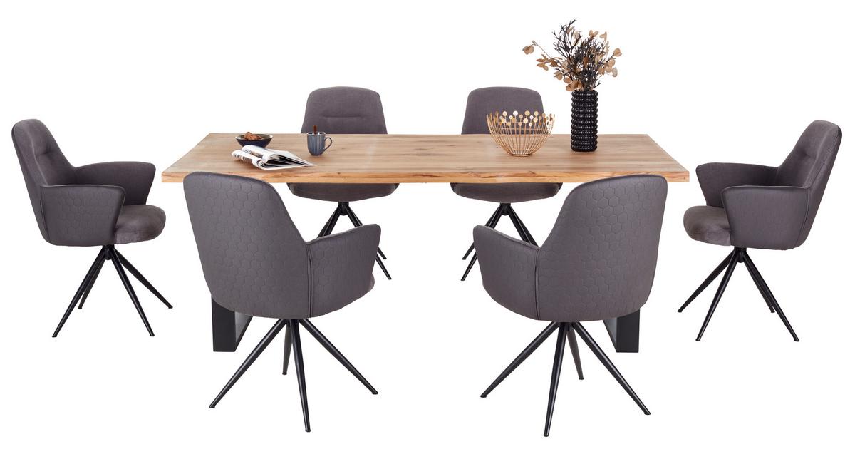 Masă WOOD 200 - culoare natur/negru, Konventionell, lemn/metal (200/75/100cm) - James Wood