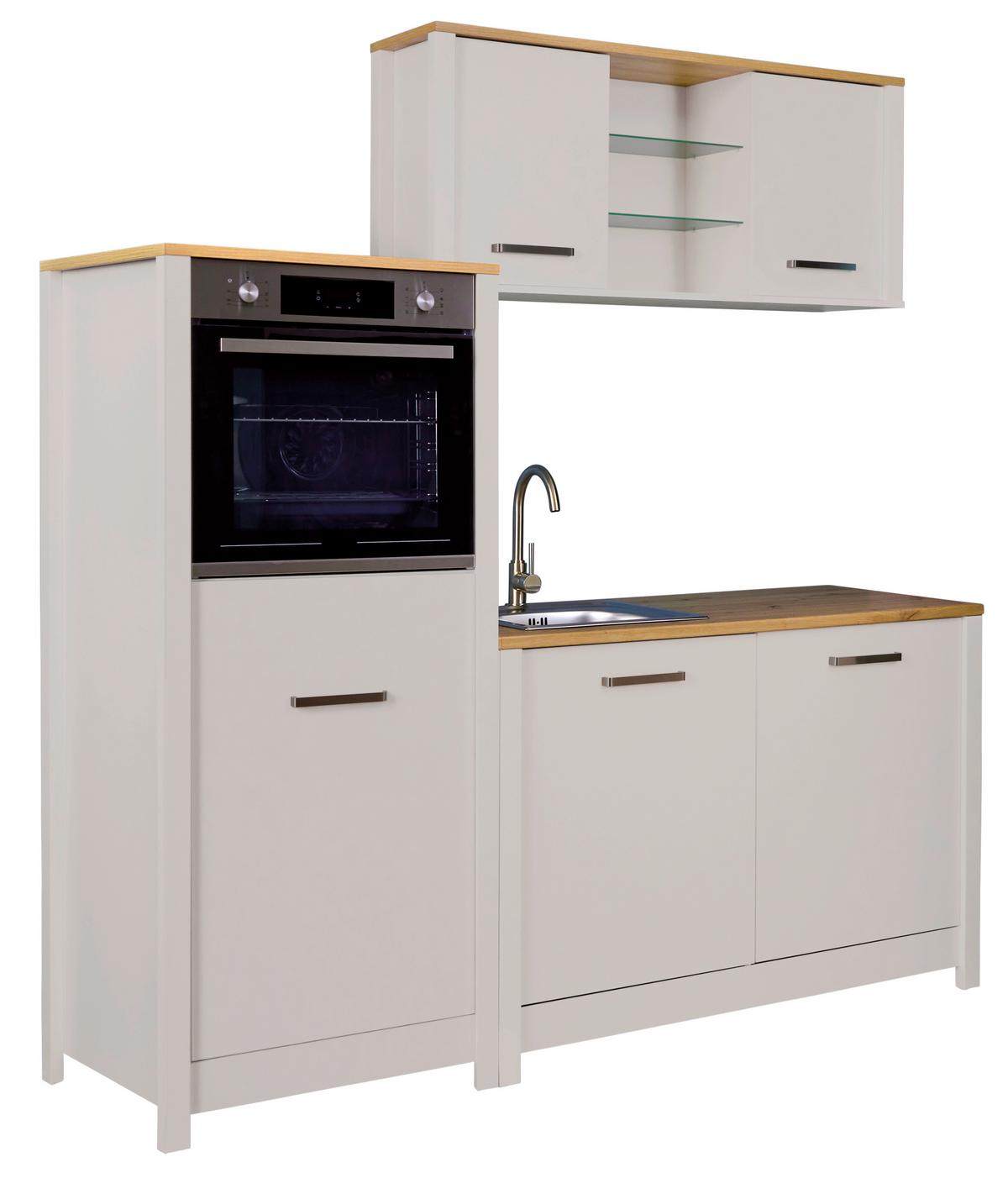 Küchenleerblock Bundle 2 o. Geräte Kaschmir - Kaschmir/Silberfarben, MODERN, Glas/Holzwerkstoff (200cm) - home24