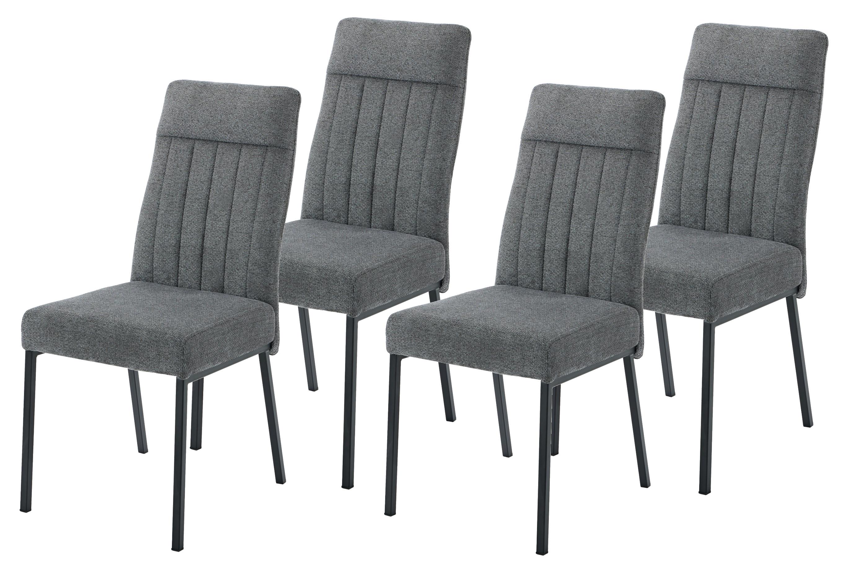 STUHL-SET CATANIA I S 4ER-SET - Anthrazit/Schwarz, MODERN, Textil/Metall (44/95/63,5cm) - MID.YOU