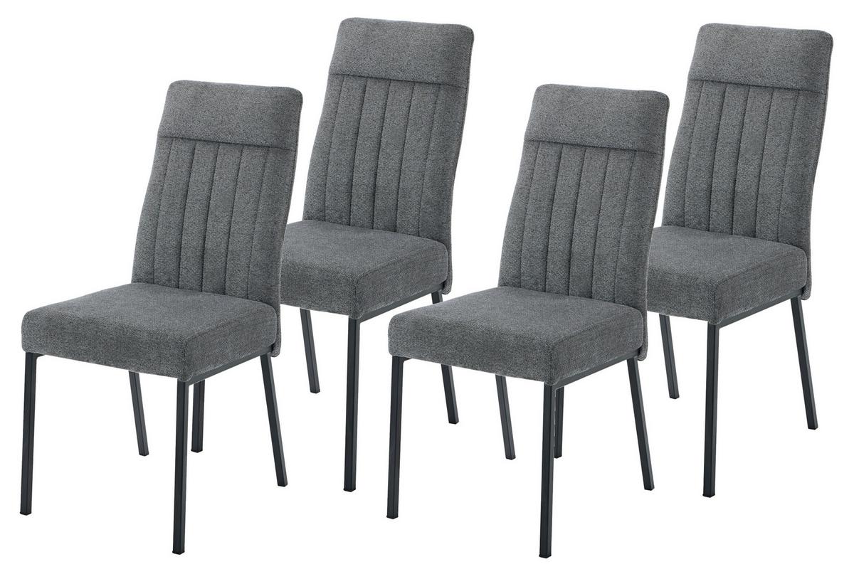 STUHL-SET CATANIA I S 4ER-SET - Anthrazit/Schwarz, MODERN, Textil/Metall (44/95/63,5cm) - MID.YOU