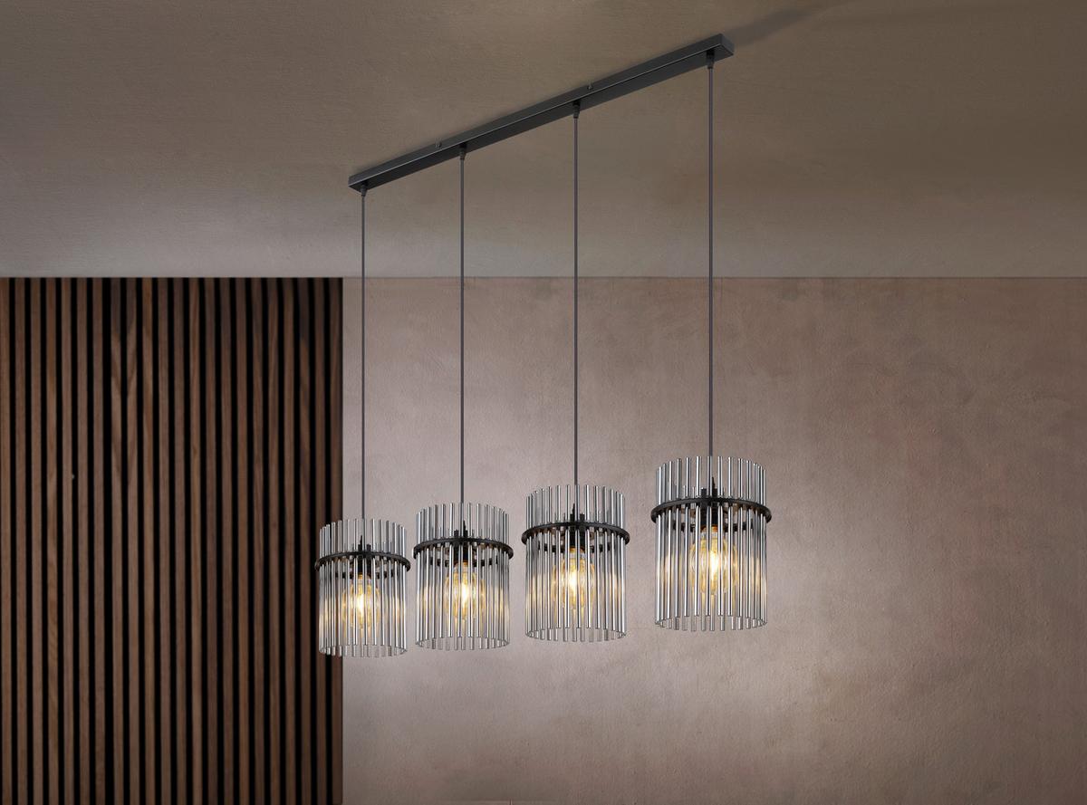 LAMPA WISZĄCA 15698-4H - czarny/szary, Trend, tworzywo sztuczne/metal (110/20/140cm)
