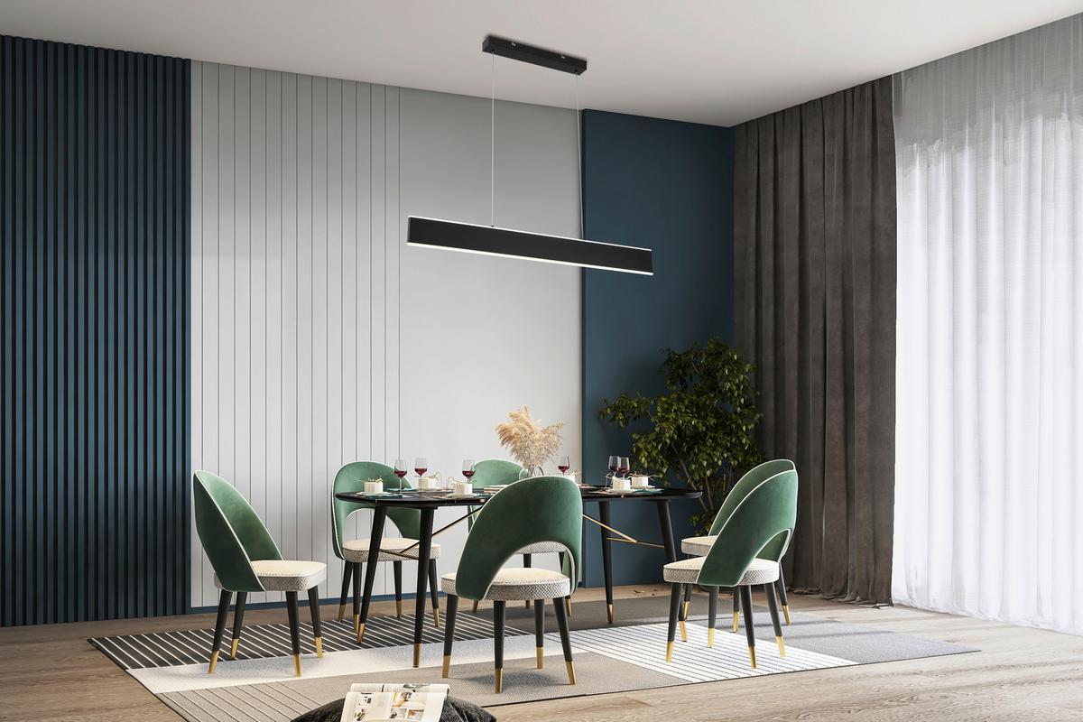 Led Függőlámpa Saki - fekete, Modern, műanyag/fém (90cm) - Premium Living
