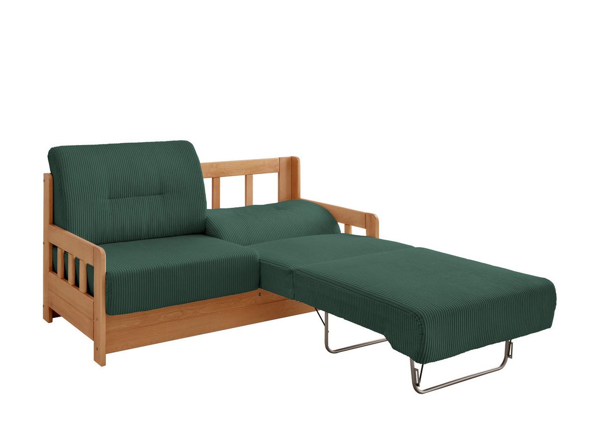Schlafsofa Camino Holzkorpus Kiefer/Dunkelgrün - Dunkelgrün/Kieferfarben, MODERN, Holz/Textil (154/88/90cm) - Livetastic