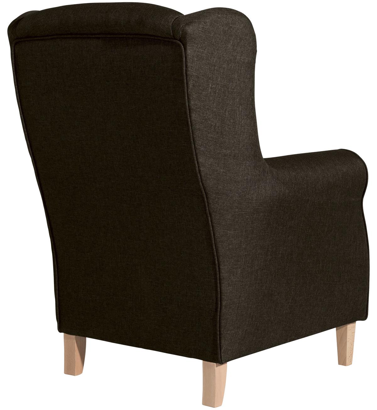 Ohrensessel Lorris Braun Flachgewebe - Buchefarben/Braun, Design, Holz/Textil (77/103/86cm) - Max Winzer
