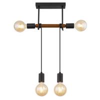 Hängeleuchte Heinrich Braun/Schwarz max. 40 Watt - Schwarz/Braun, Basics, Holz/Metall (39/6/100cm) - Globo