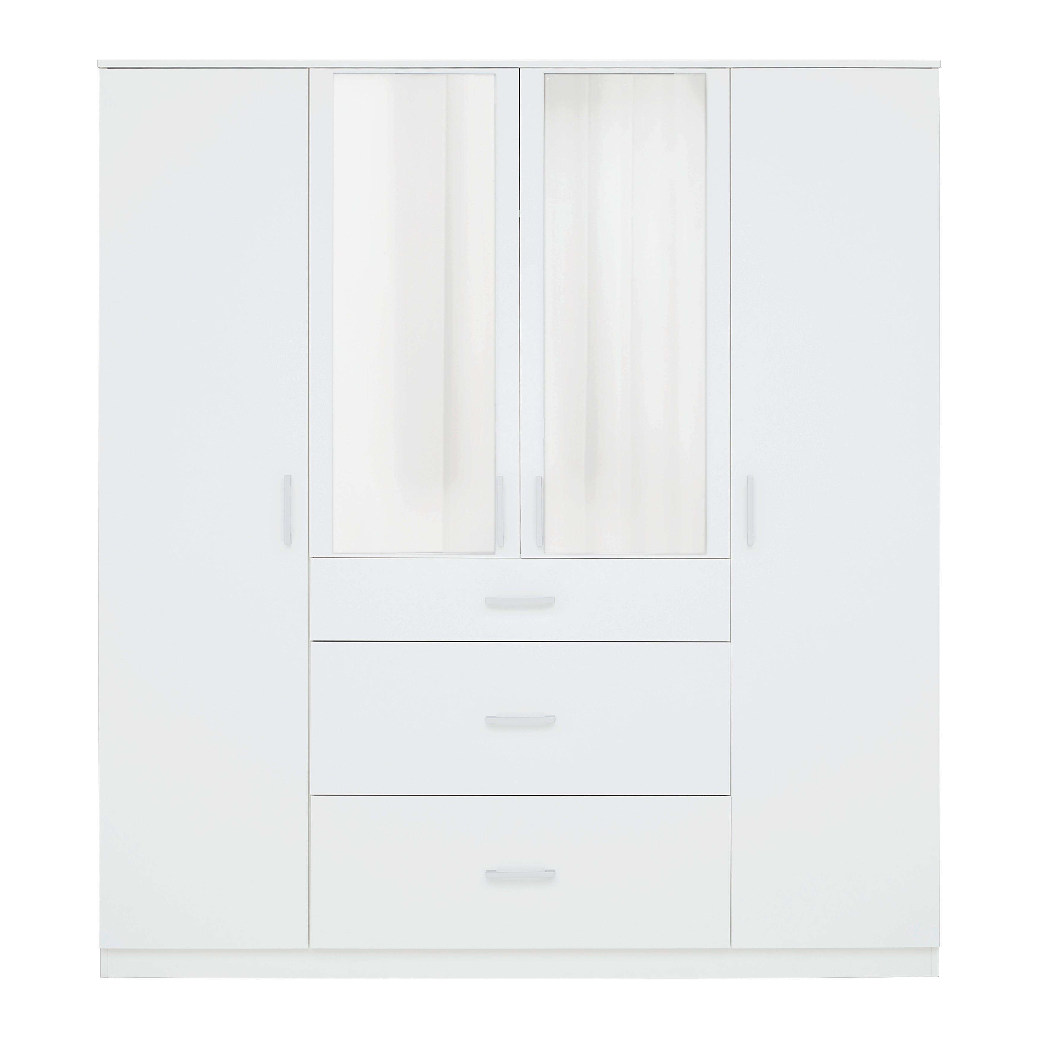 GARDEROB MED GÅNGJÄRNSDÖRRAR LASSE 4T/2SP -EXKLUSIV- - vit/grå, Klassisk, trämaterial/plast (180/196,5/55cm) - Mömax