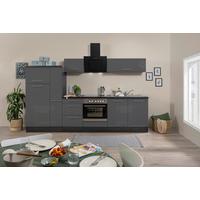 Küchenzeile mit Geräte Grau B: ca. 300 cm - Edelstahlfarben/Eichefarben, Basics, Holzwerkstoff/Metall (300cm) - Respekta